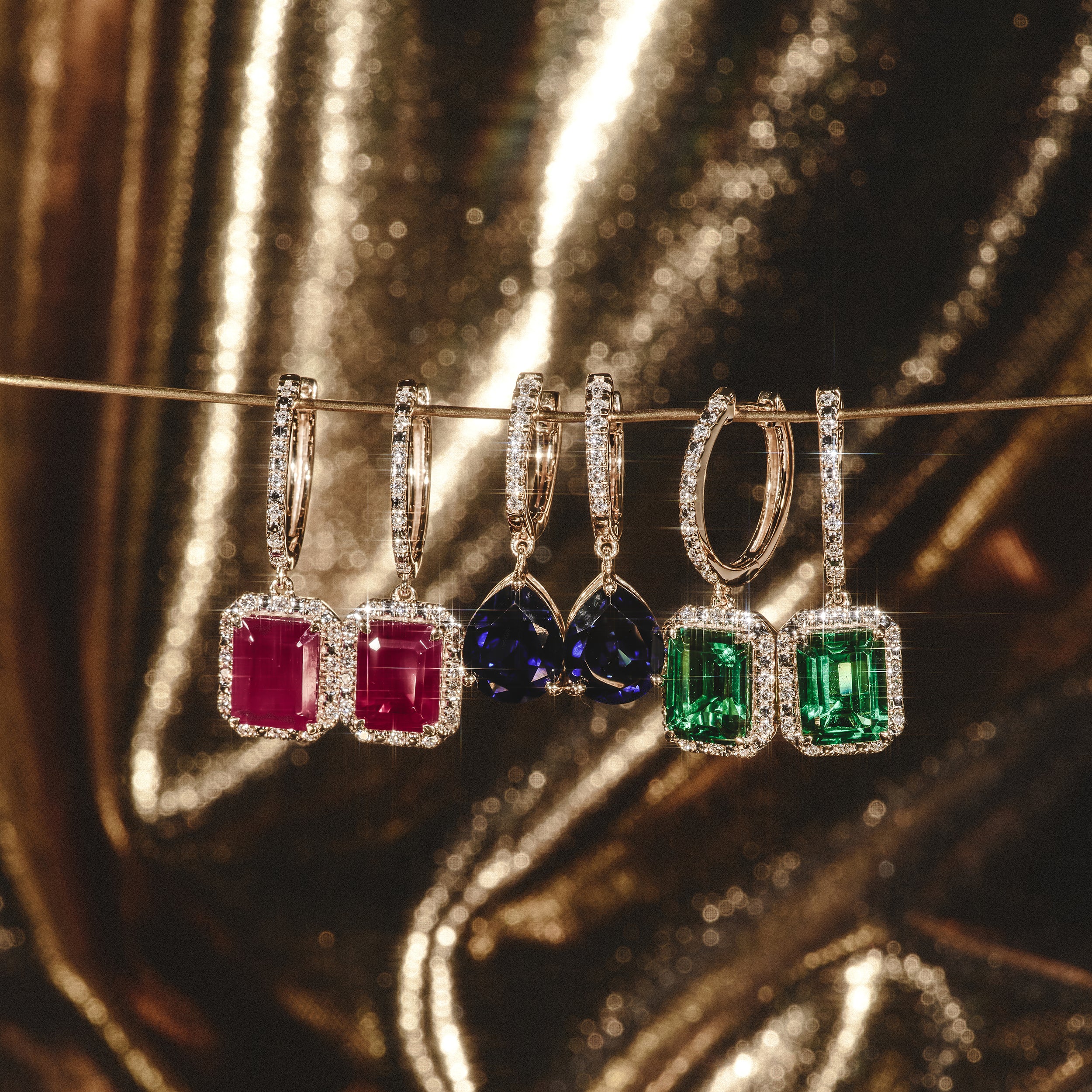 Astra 3.00ct Lab Emerald and Diamond Drop Halo Octagon Cut Earrings in Silver - Image 6