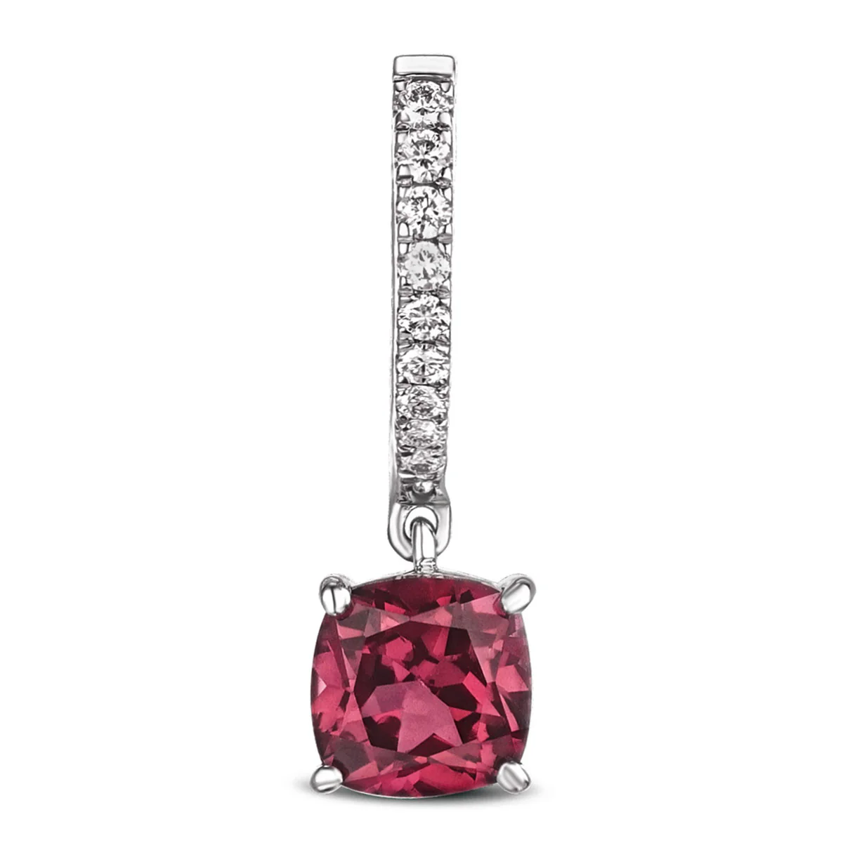 Astra 4.00ct Lab Ruby and Diamond Drop Cushion Cut Earrings in Silver - Image 4