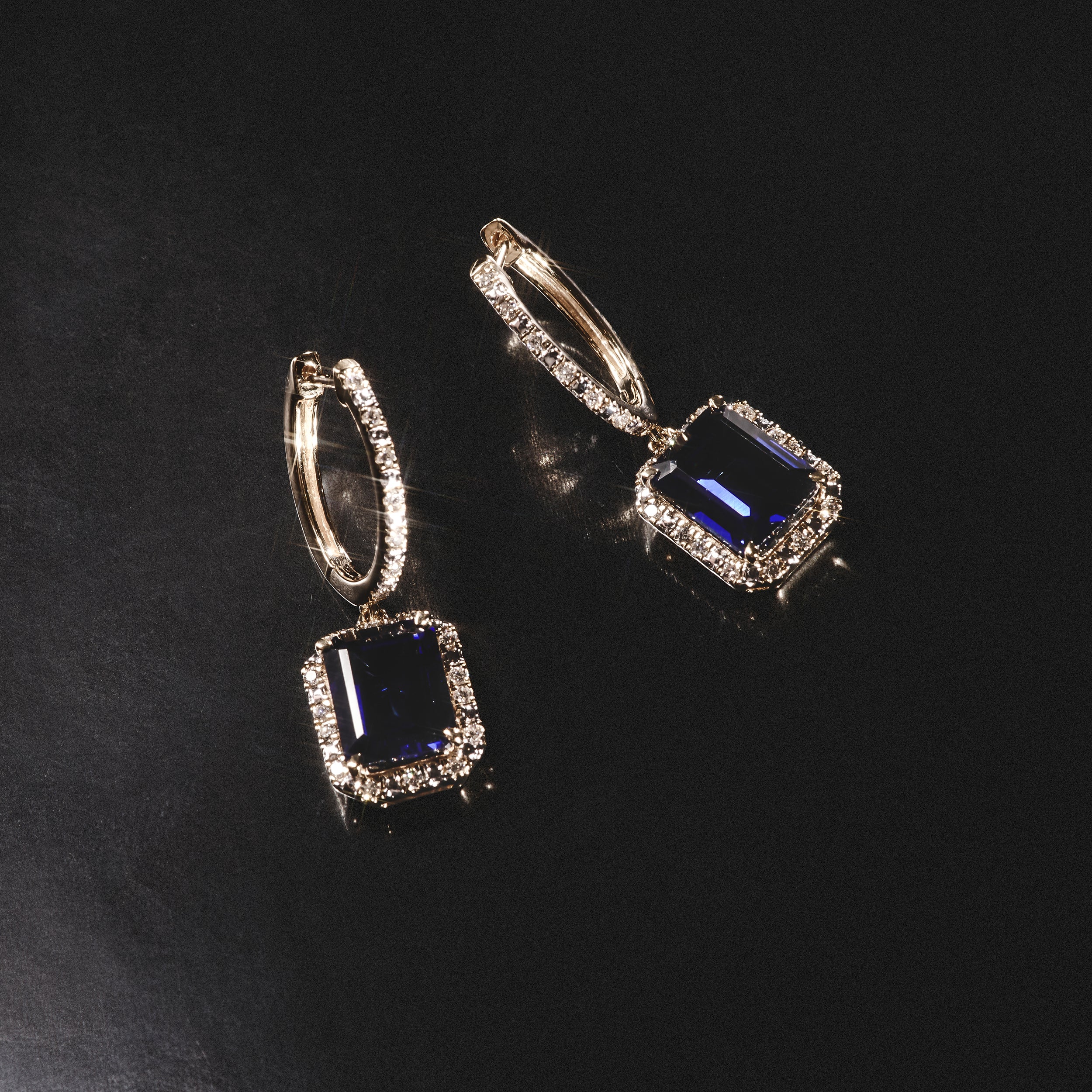 Astra 4.00ct Lab Sapphire and Diamond Drop Halo Octagon Cut Earrings in 18K Gold Vermeil - Image 8