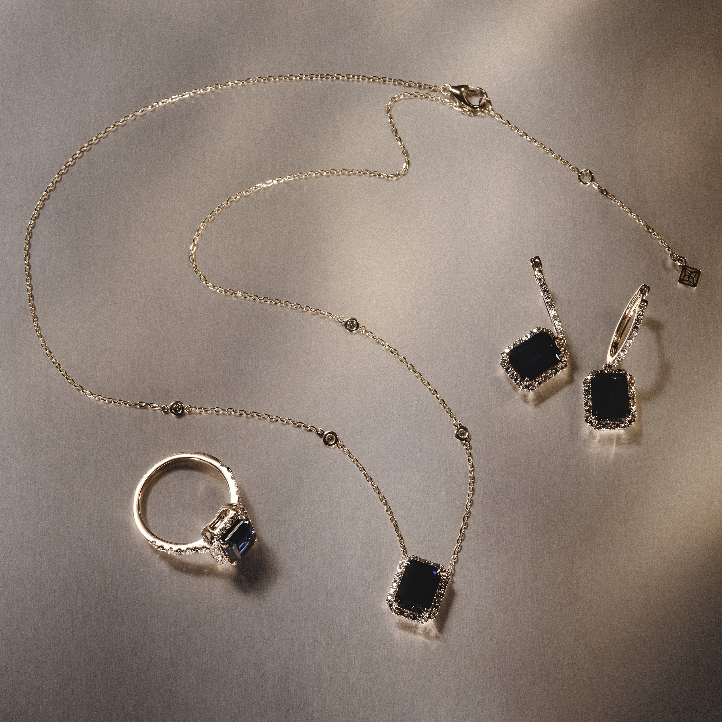 Astra 4.00ct Lab Sapphire and Diamond Drop Halo Octagon Cut Earrings in Silver - Image 8