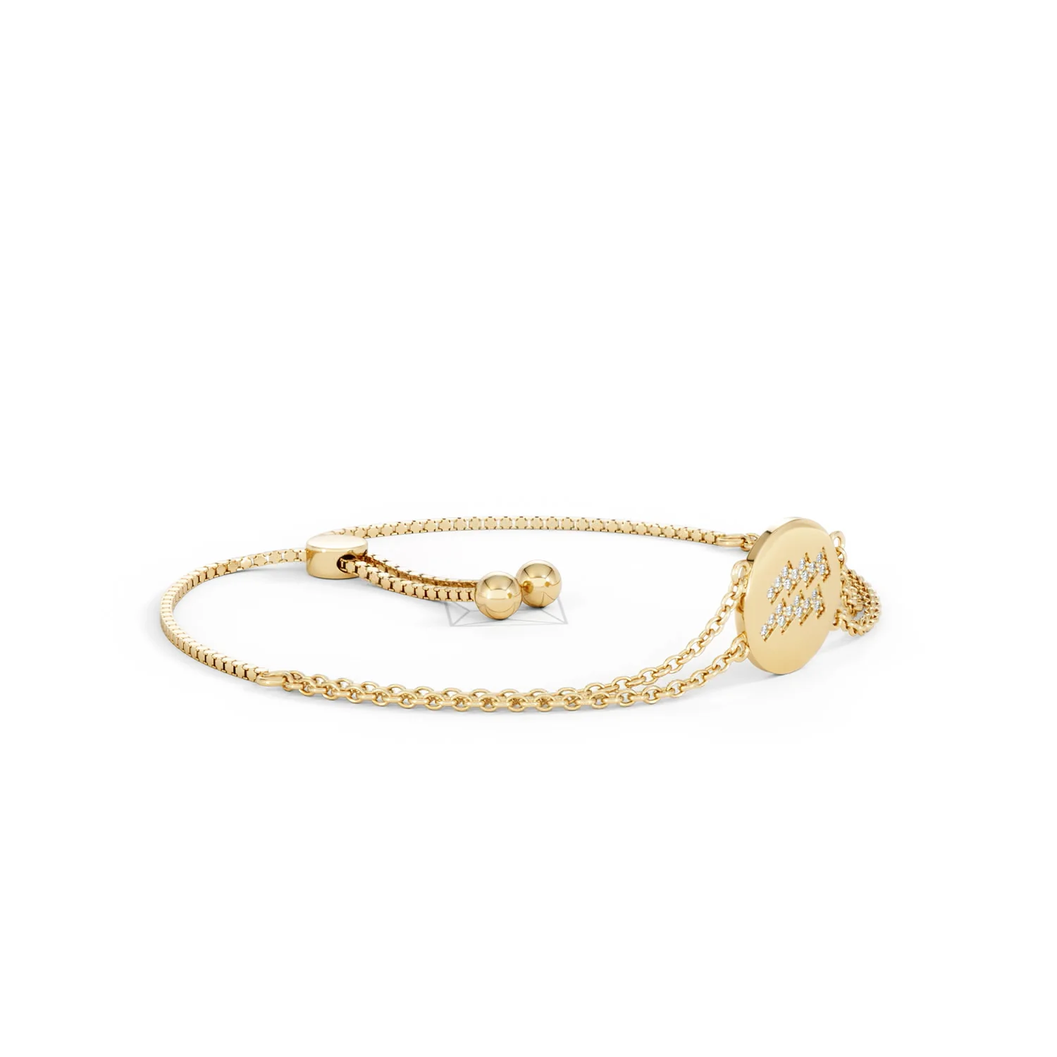 Astrology Aquarius 0.07ct Lab Grown Diamond Adjustable Medallion Bracelet 18K Gold Vermeil - Image 20