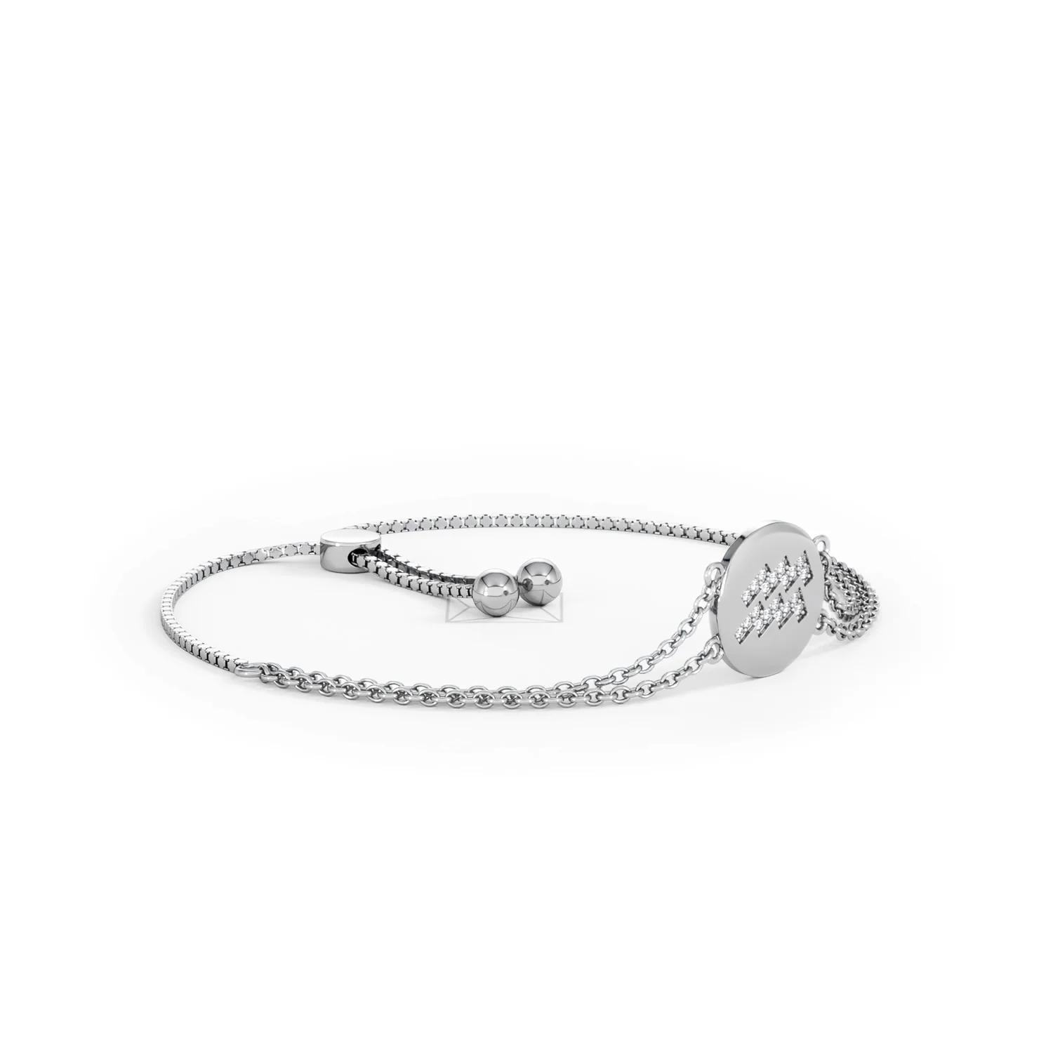 Astrology Aquarius 0.07ct Lab Grown Diamond Adjustable Medallion Bracelet Sterling Silver - Image 19