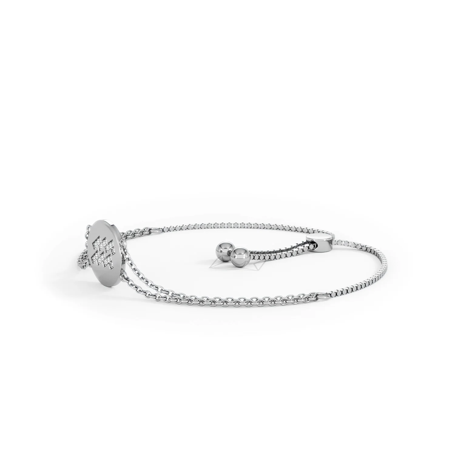 Astrology Aquarius 0.07ct Lab Grown Diamond Adjustable Medallion Bracelet Sterling Silver - Image 76