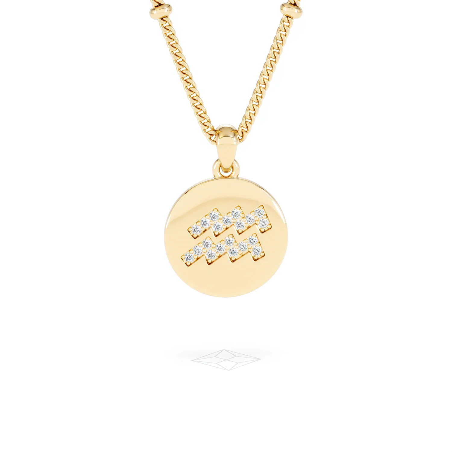 Astrology Aquarius 0.07ct Lab Grown Diamond Medallion Pendant Necklace in 18K Gold Vermeil - Image 10