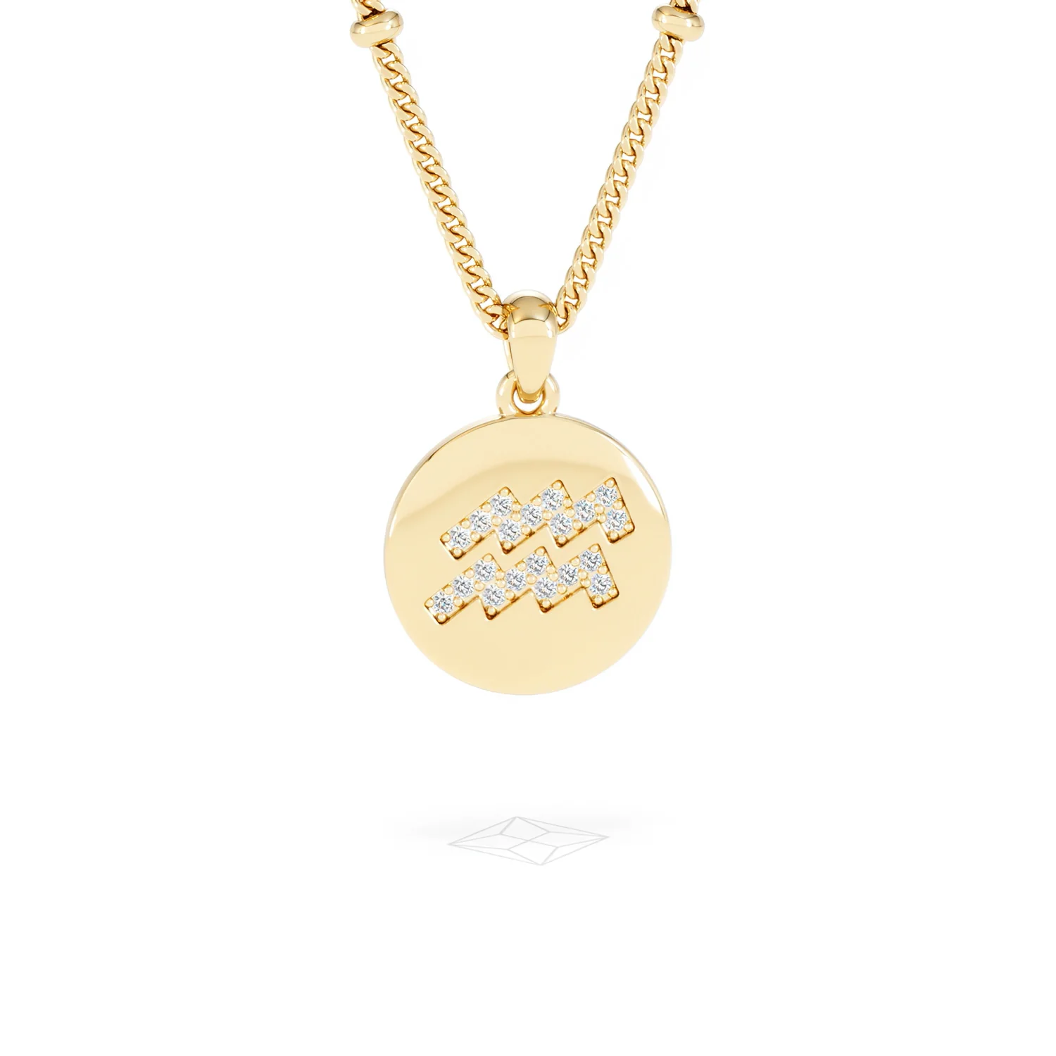 Astrology Aquarius 0.07ct Lab Grown Diamond Medallion Pendant Necklace in 18K Gold Vermeil - Image 11