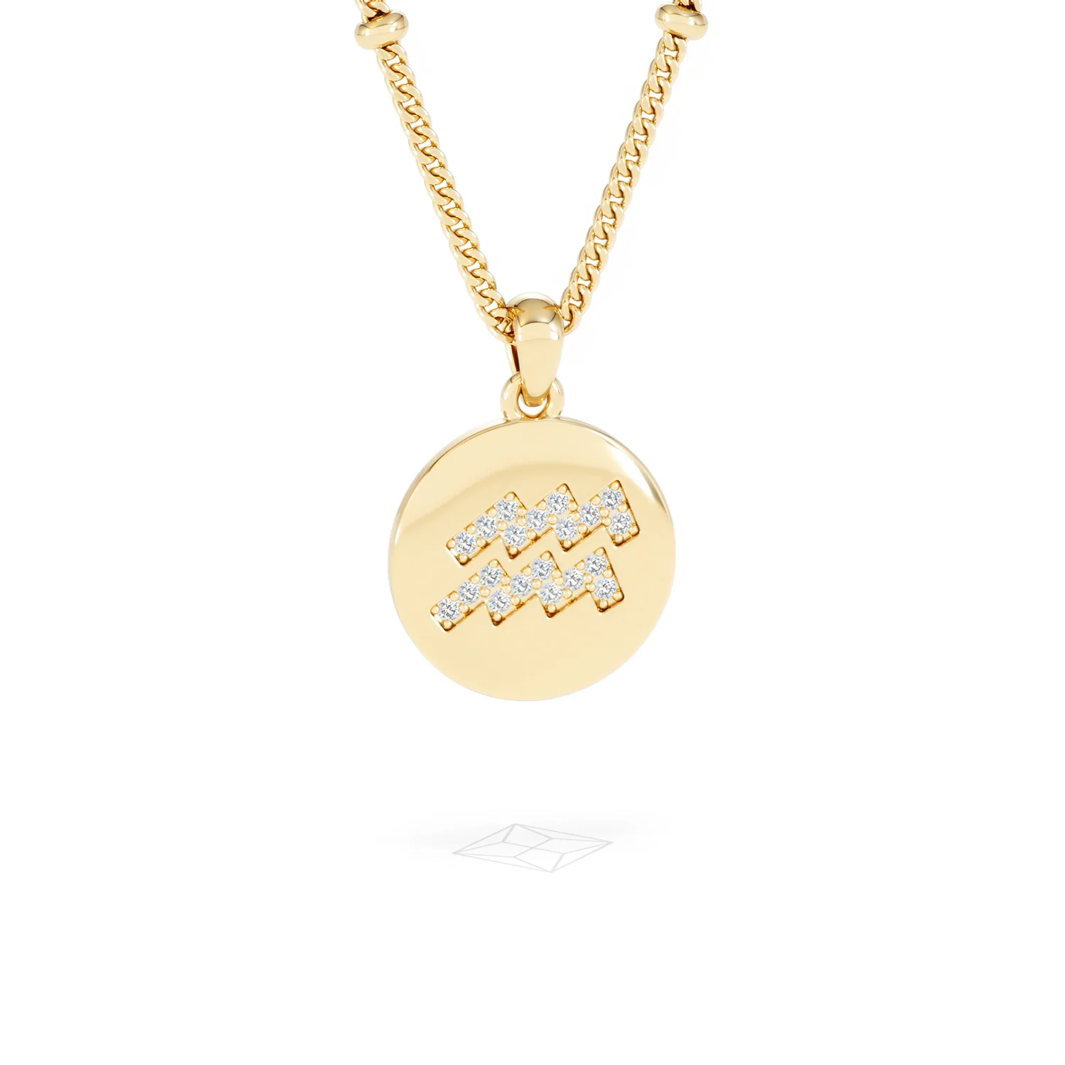 Astrology Aquarius 0.07ct Lab Grown Diamond Medallion Pendant Necklace in 18K Gold Vermeil - Image 12