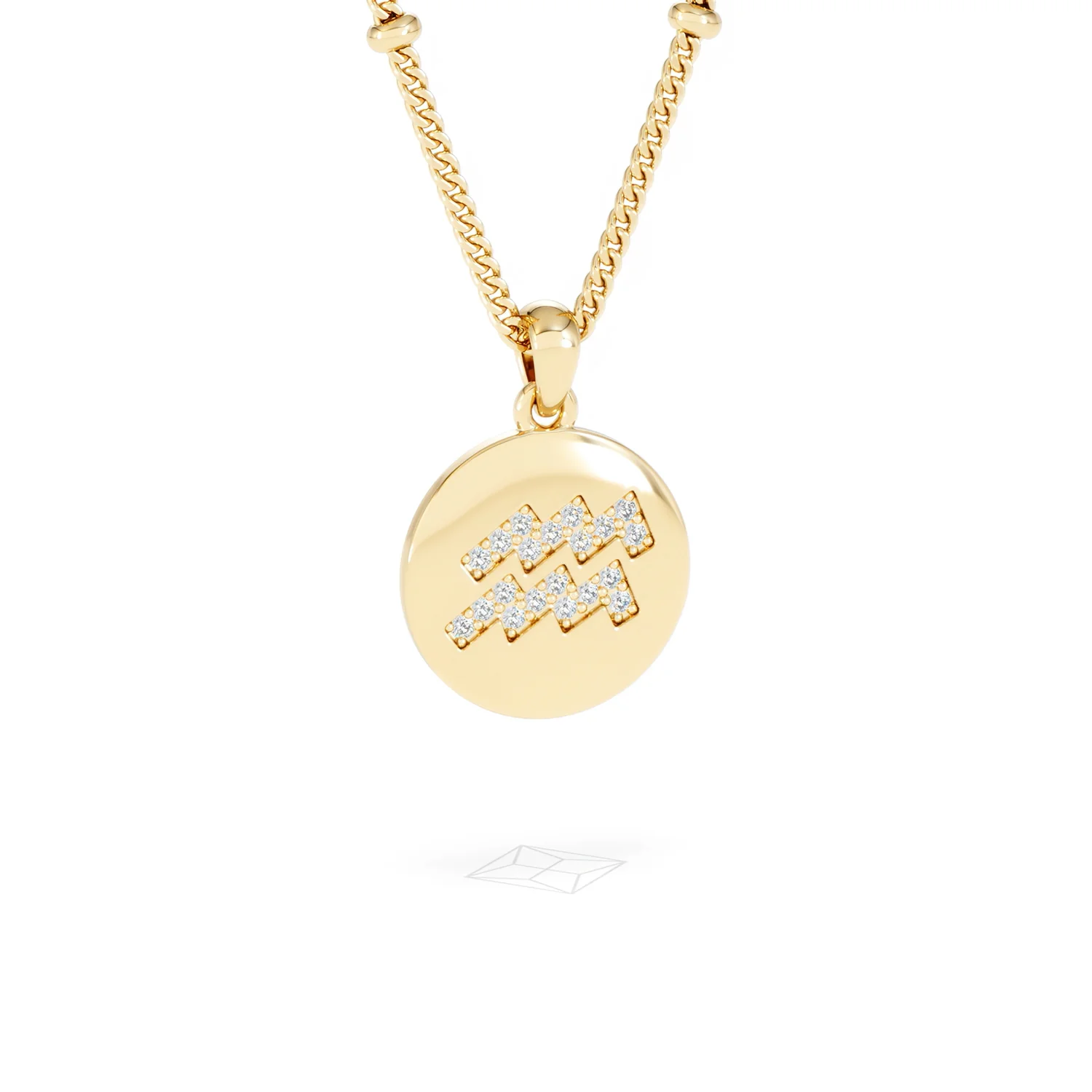 Astrology Aquarius 0.07ct Lab Grown Diamond Medallion Pendant Necklace in 18K Gold Vermeil - Image 13