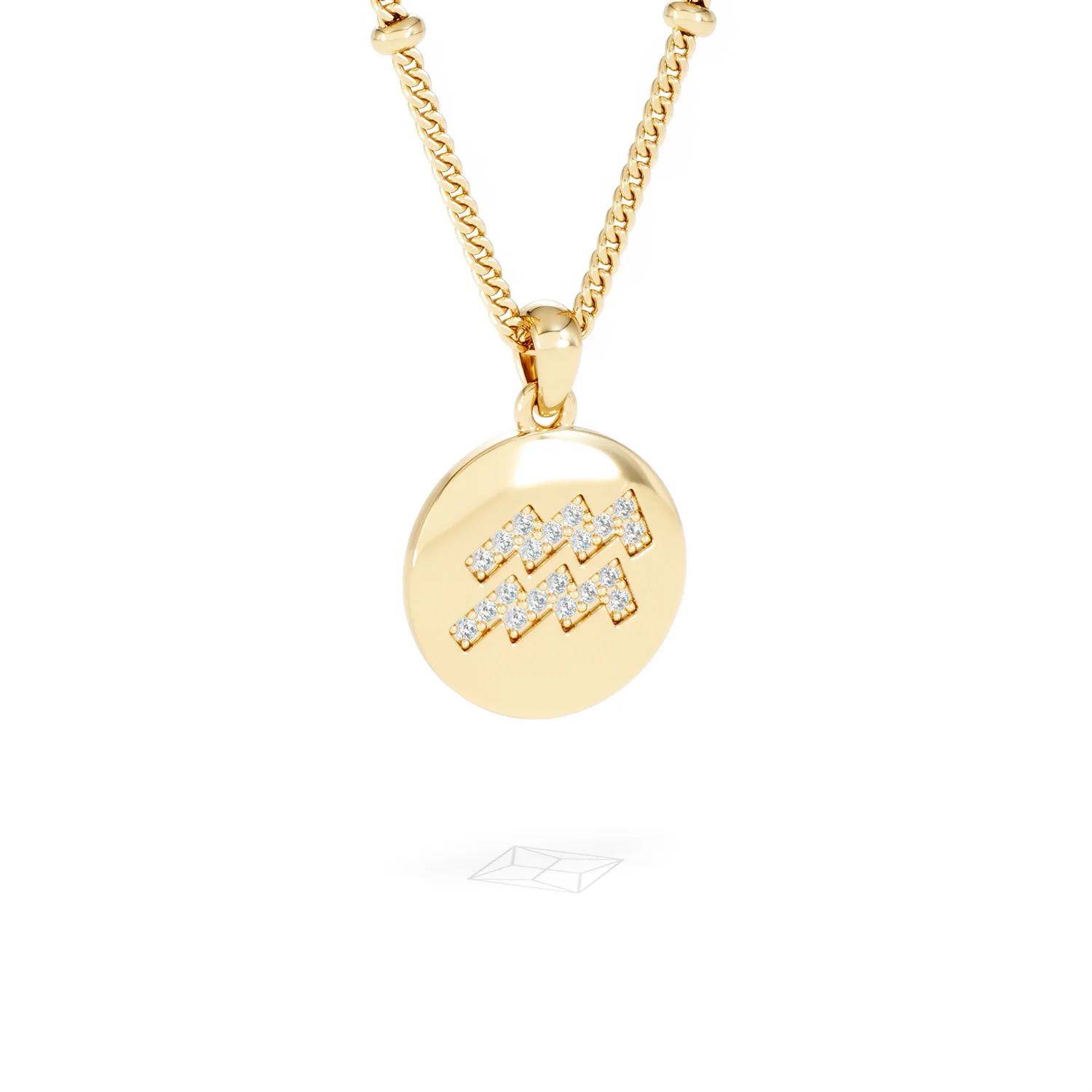 Astrology Aquarius 0.07ct Lab Grown Diamond Medallion Pendant Necklace in 18K Gold Vermeil - Image 14