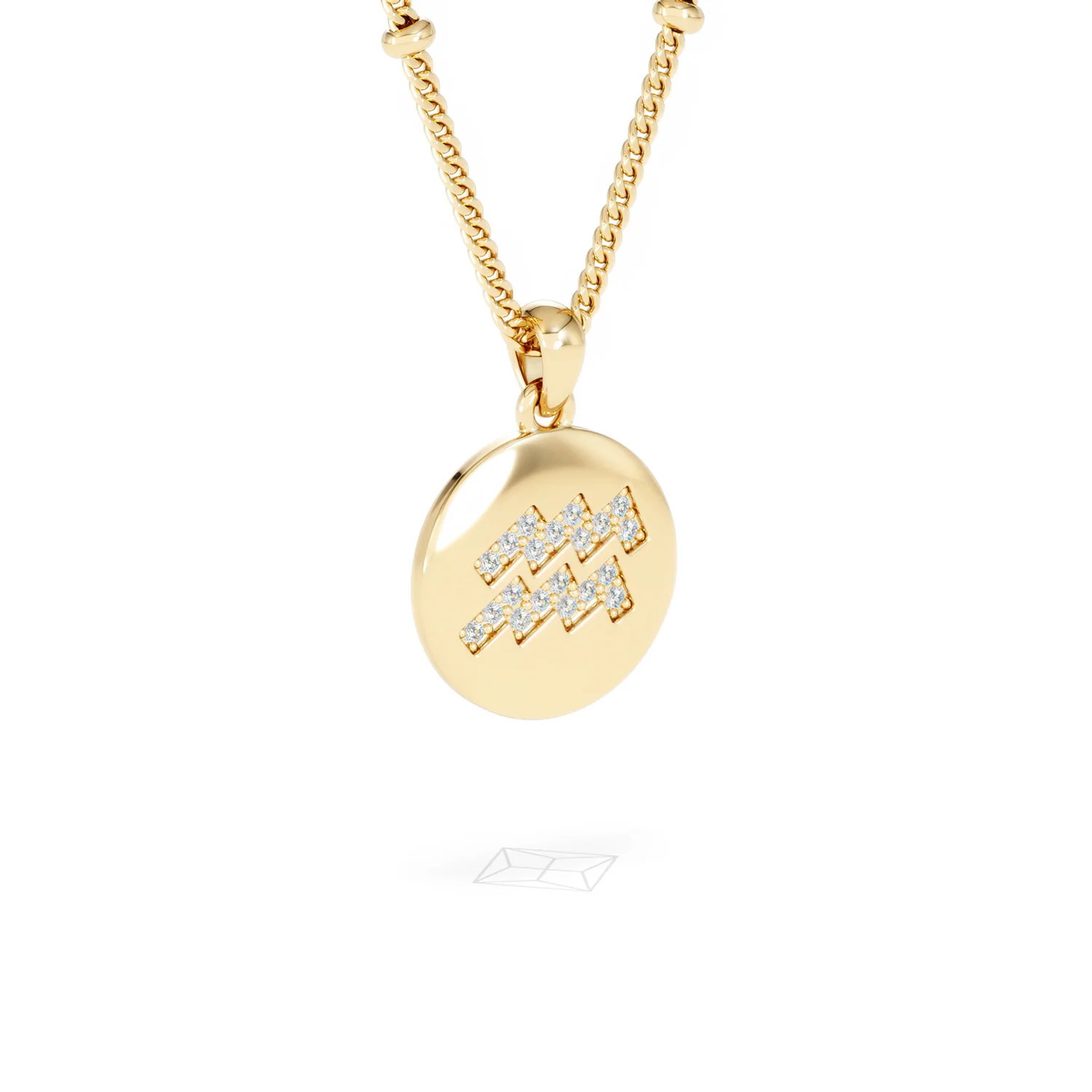 Astrology Aquarius 0.07ct Lab Grown Diamond Medallion Pendant Necklace in 18K Gold Vermeil - Image 16