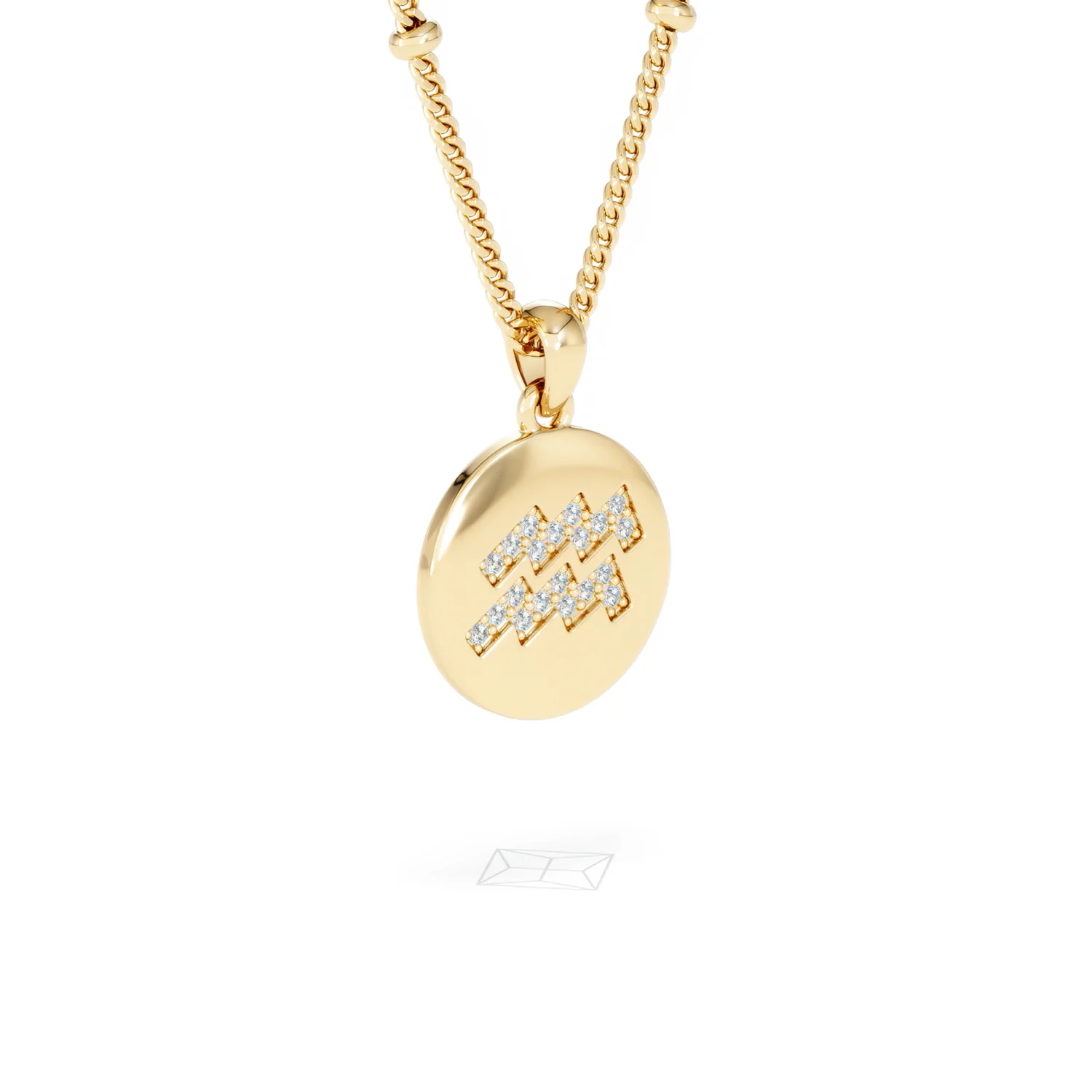 Astrology Aquarius 0.07ct Lab Grown Diamond Medallion Pendant Necklace in 18K Gold Vermeil - Image 17