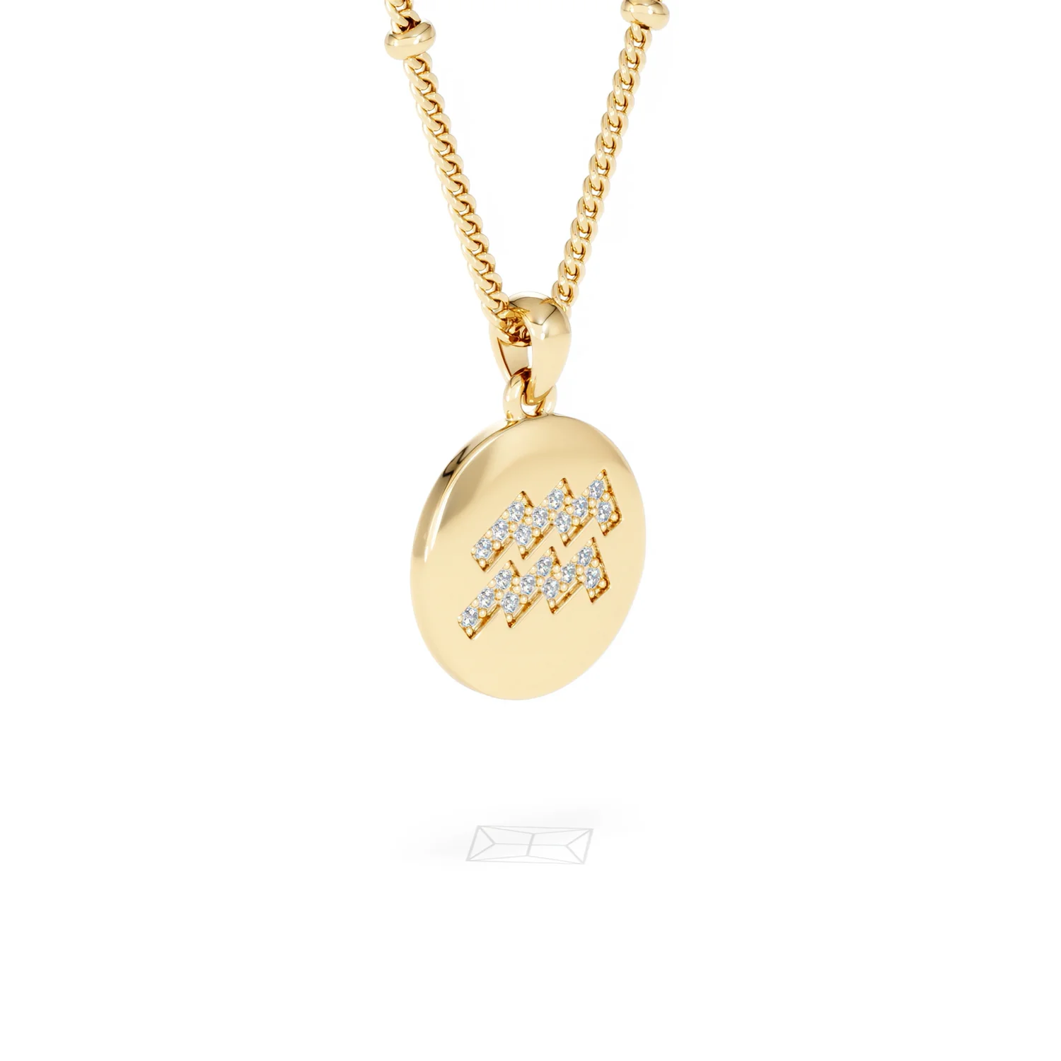 Astrology Aquarius 0.07ct Lab Grown Diamond Medallion Pendant Necklace in 18K Gold Vermeil - Image 18