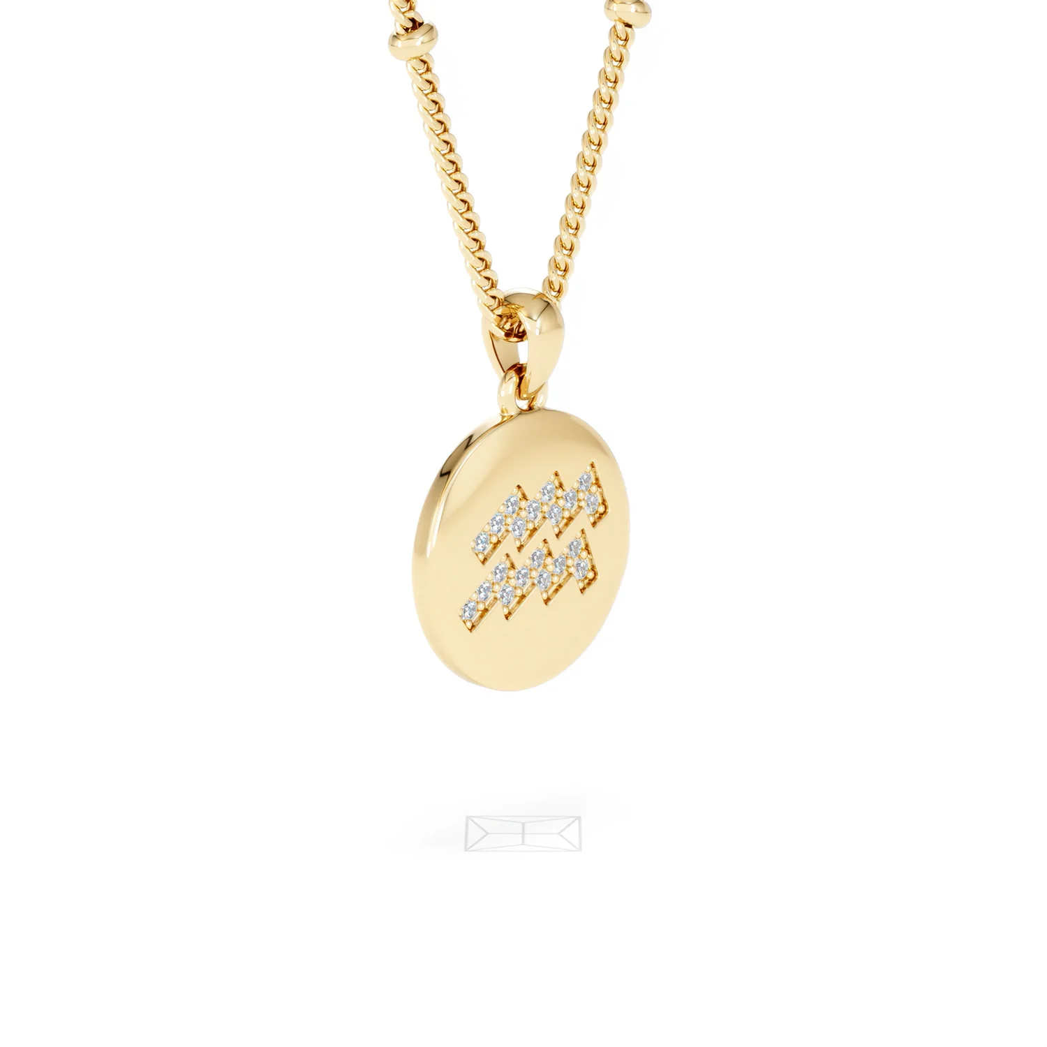 Astrology Aquarius 0.07ct Lab Grown Diamond Medallion Pendant Necklace in 18K Gold Vermeil - Image 19