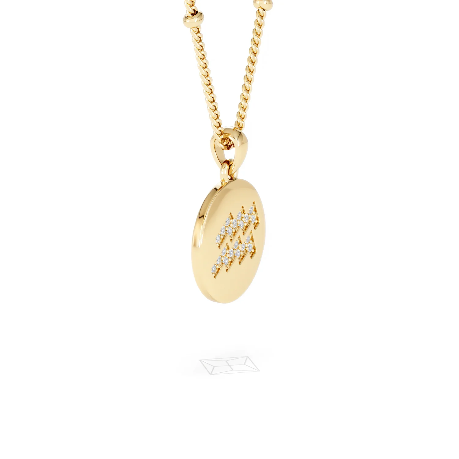 Astrology Aquarius 0.07ct Lab Grown Diamond Medallion Pendant Necklace in 18K Gold Vermeil - Image 22