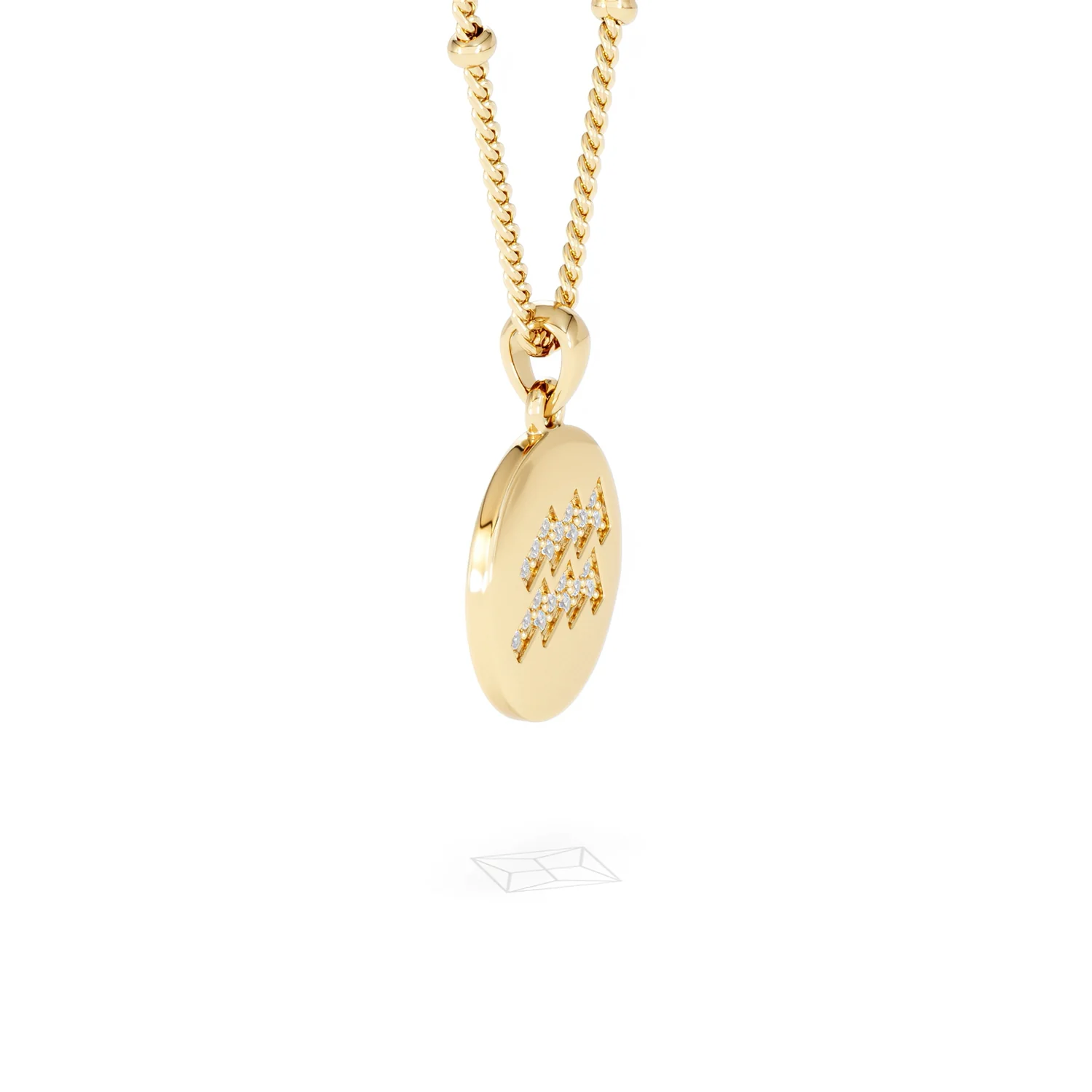 Astrology Aquarius 0.07ct Lab Grown Diamond Medallion Pendant Necklace in 18K Gold Vermeil - Image 23