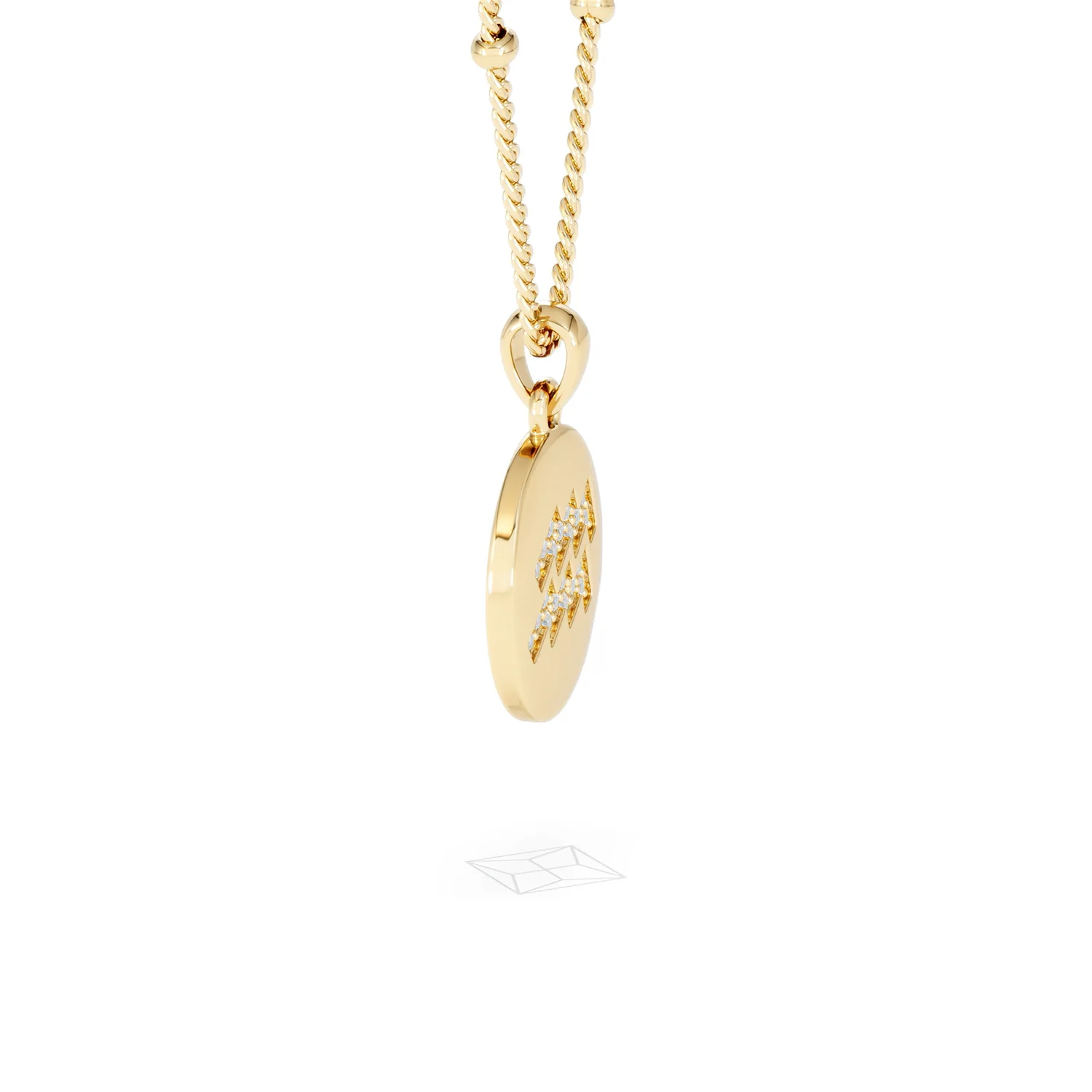 Astrology Aquarius 0.07ct Lab Grown Diamond Medallion Pendant Necklace in 18K Gold Vermeil - Image 25