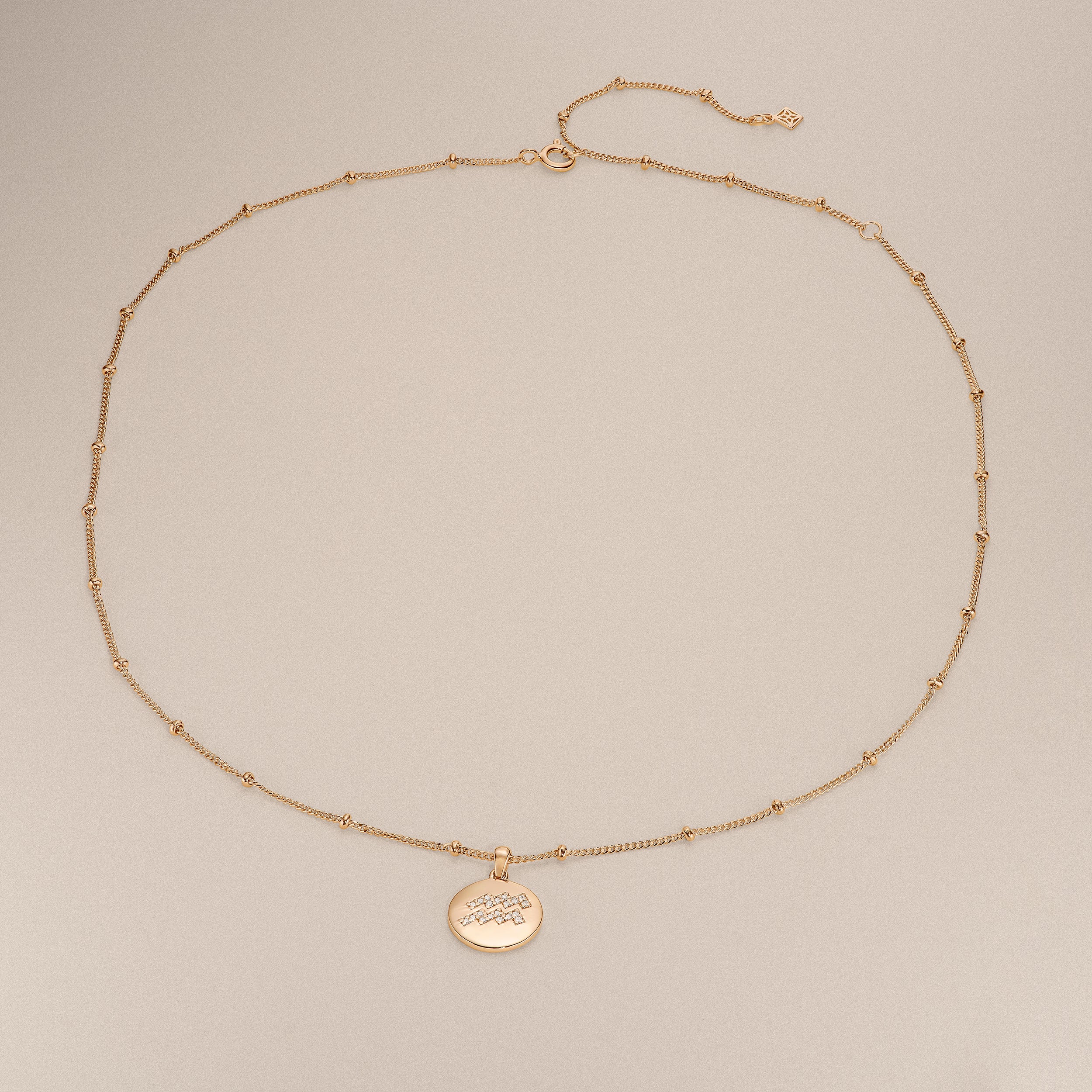 Astrology Aquarius 0.07ct Lab Grown Diamond Medallion Pendant Necklace in 18K Gold Vermeil - Image 6