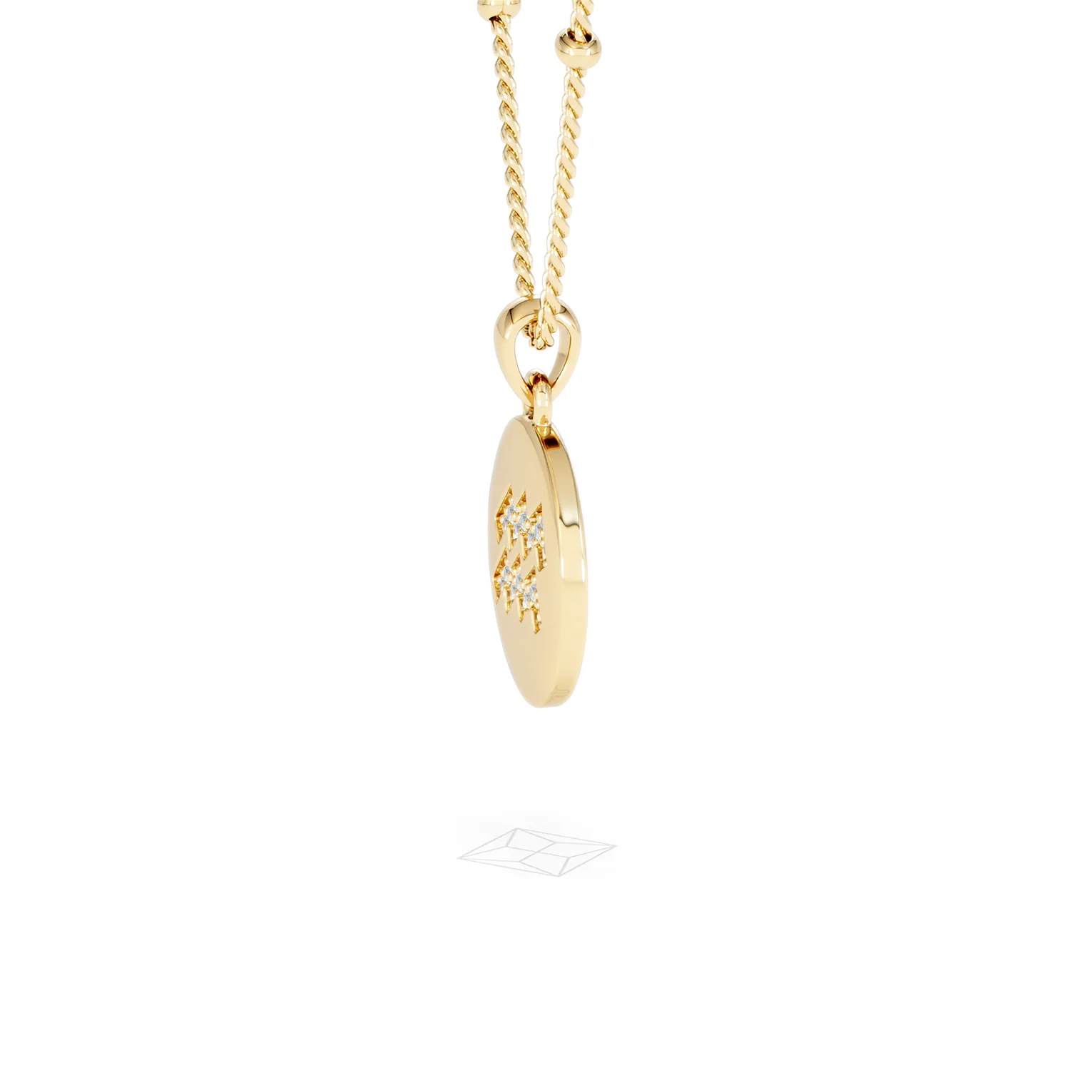 Astrology Aquarius 0.07ct Lab Grown Diamond Medallion Pendant Necklace in 18K Gold Vermeil - Image 72