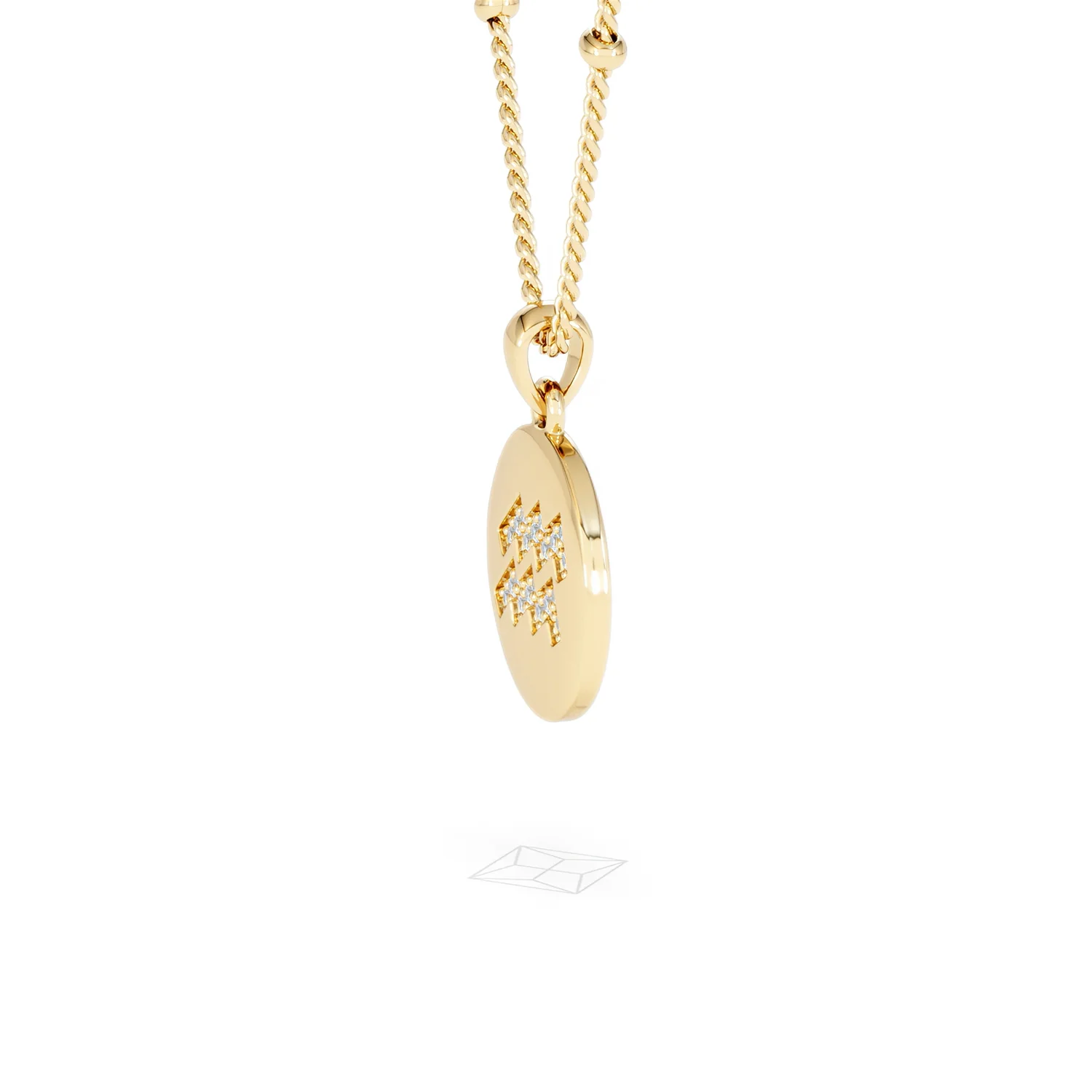 Astrology Aquarius 0.07ct Lab Grown Diamond Medallion Pendant Necklace in 18K Gold Vermeil - Image 73