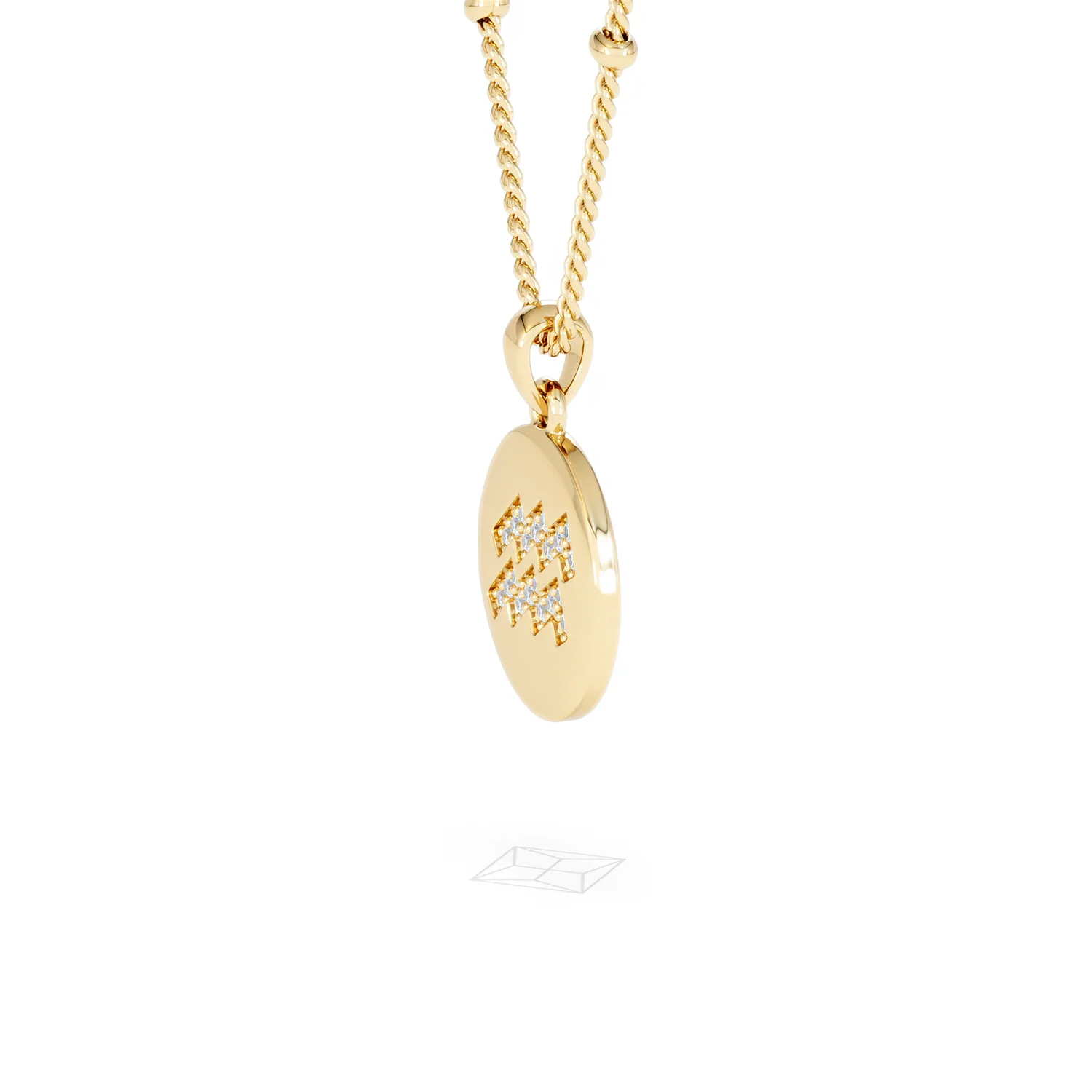 Astrology Aquarius 0.07ct Lab Grown Diamond Medallion Pendant Necklace in 18K Gold Vermeil - Image 74