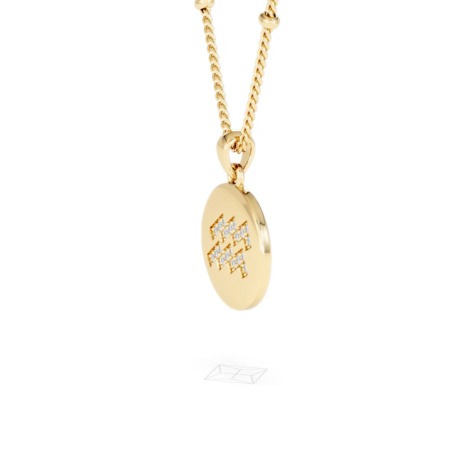 Astrology Aquarius 0.07ct Lab Grown Diamond Medallion Pendant Necklace in 18K Gold Vermeil - Image 75