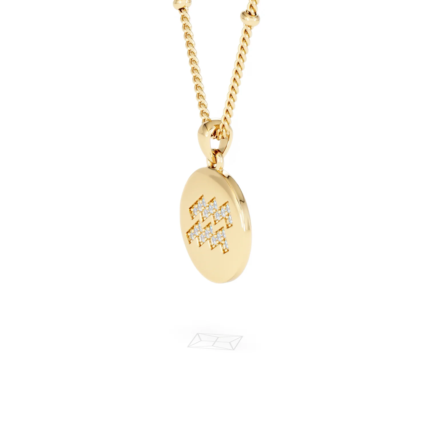 Astrology Aquarius 0.07ct Lab Grown Diamond Medallion Pendant Necklace in 18K Gold Vermeil - Image 76