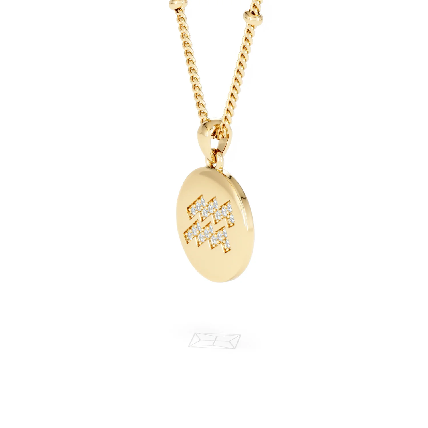 Astrology Aquarius 0.07ct Lab Grown Diamond Medallion Pendant Necklace in 18K Gold Vermeil - Image 77