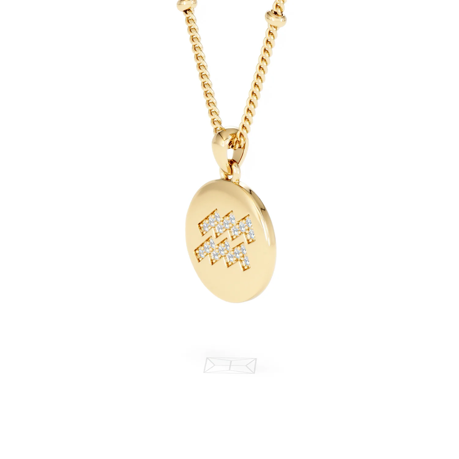 Astrology Aquarius 0.07ct Lab Grown Diamond Medallion Pendant Necklace in 18K Gold Vermeil - Image 78