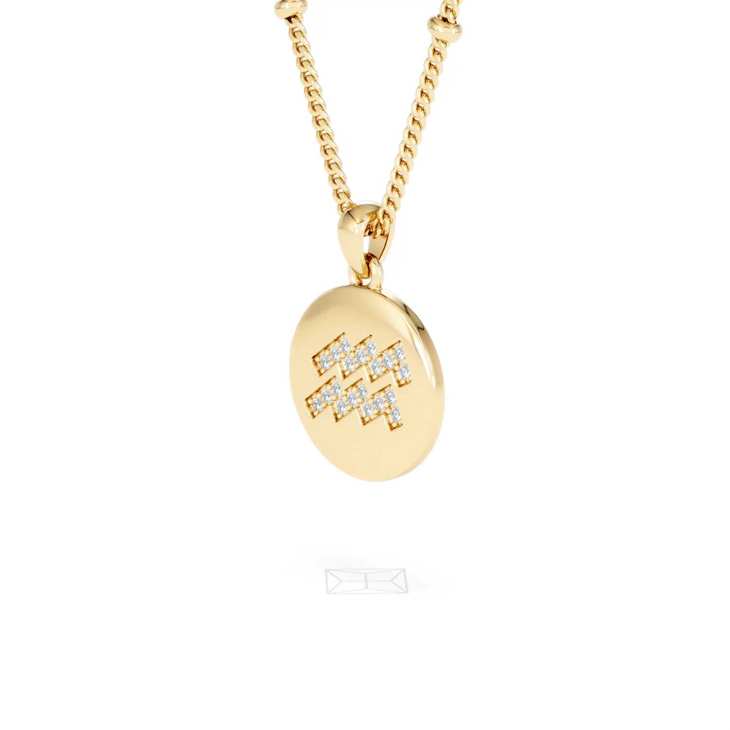 Astrology Aquarius 0.07ct Lab Grown Diamond Medallion Pendant Necklace in 18K Gold Vermeil - Image 79