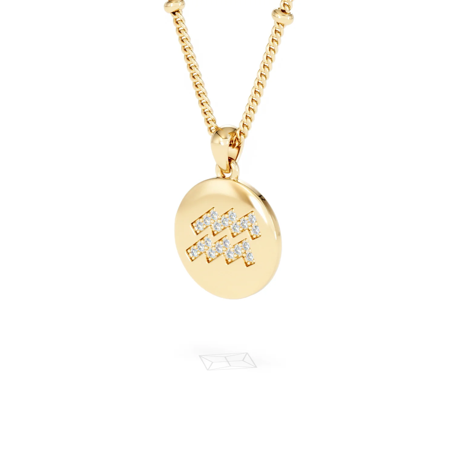 Astrology Aquarius 0.07ct Lab Grown Diamond Medallion Pendant Necklace in 18K Gold Vermeil - Image 81