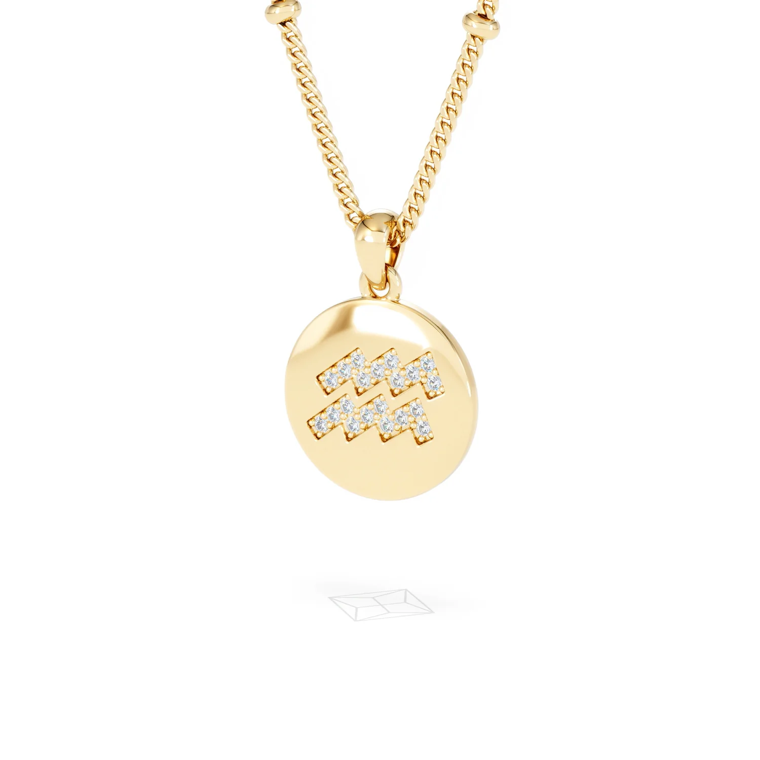 Astrology Aquarius 0.07ct Lab Grown Diamond Medallion Pendant Necklace in 18K Gold Vermeil - Image 83