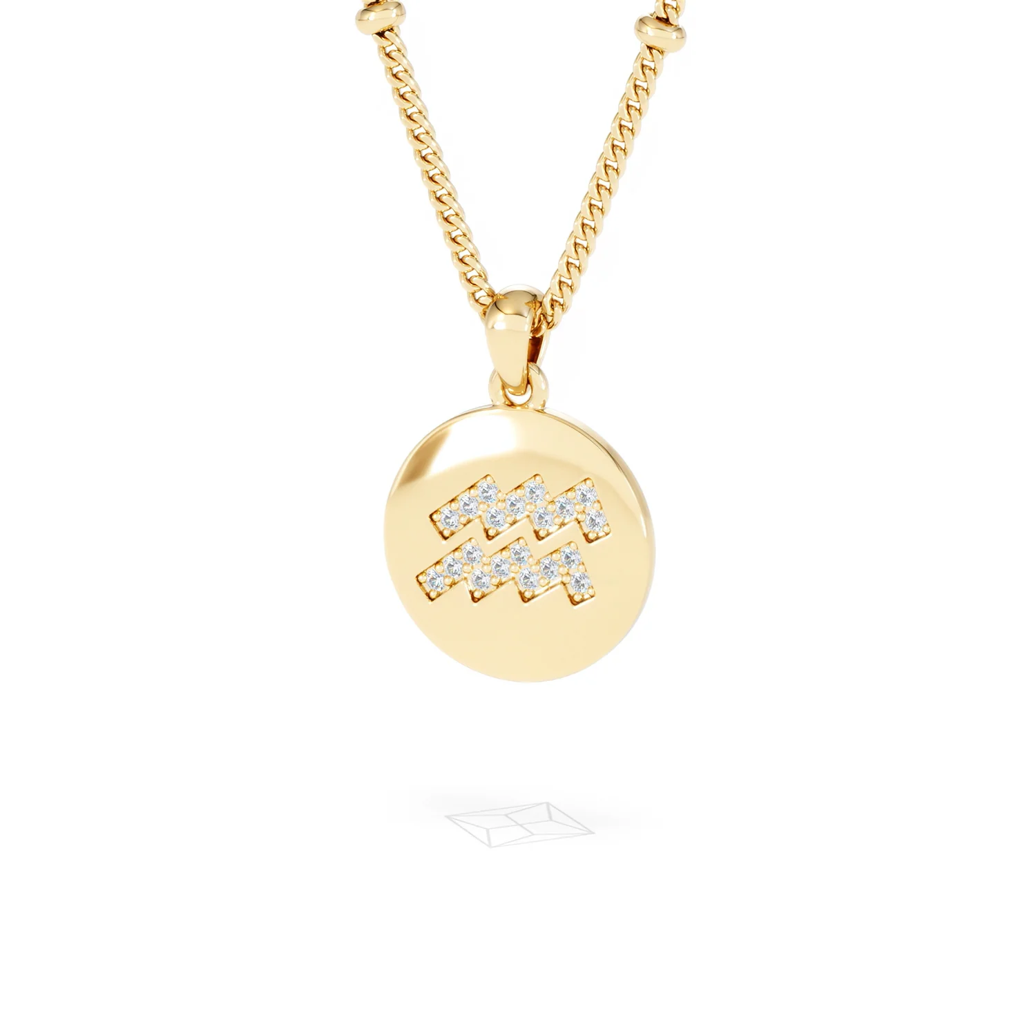 Astrology Aquarius 0.07ct Lab Grown Diamond Medallion Pendant Necklace in 18K Gold Vermeil - Image 84