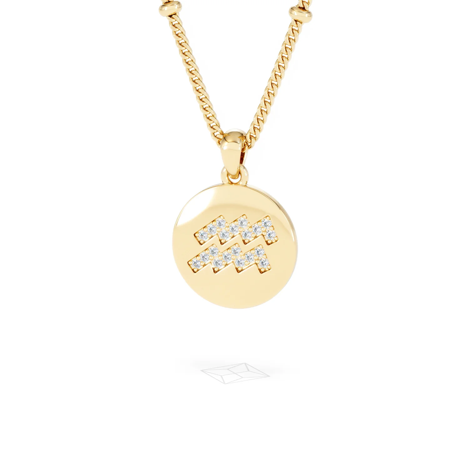 Astrology Aquarius 0.07ct Lab Grown Diamond Medallion Pendant Necklace in 18K Gold Vermeil - Image 85