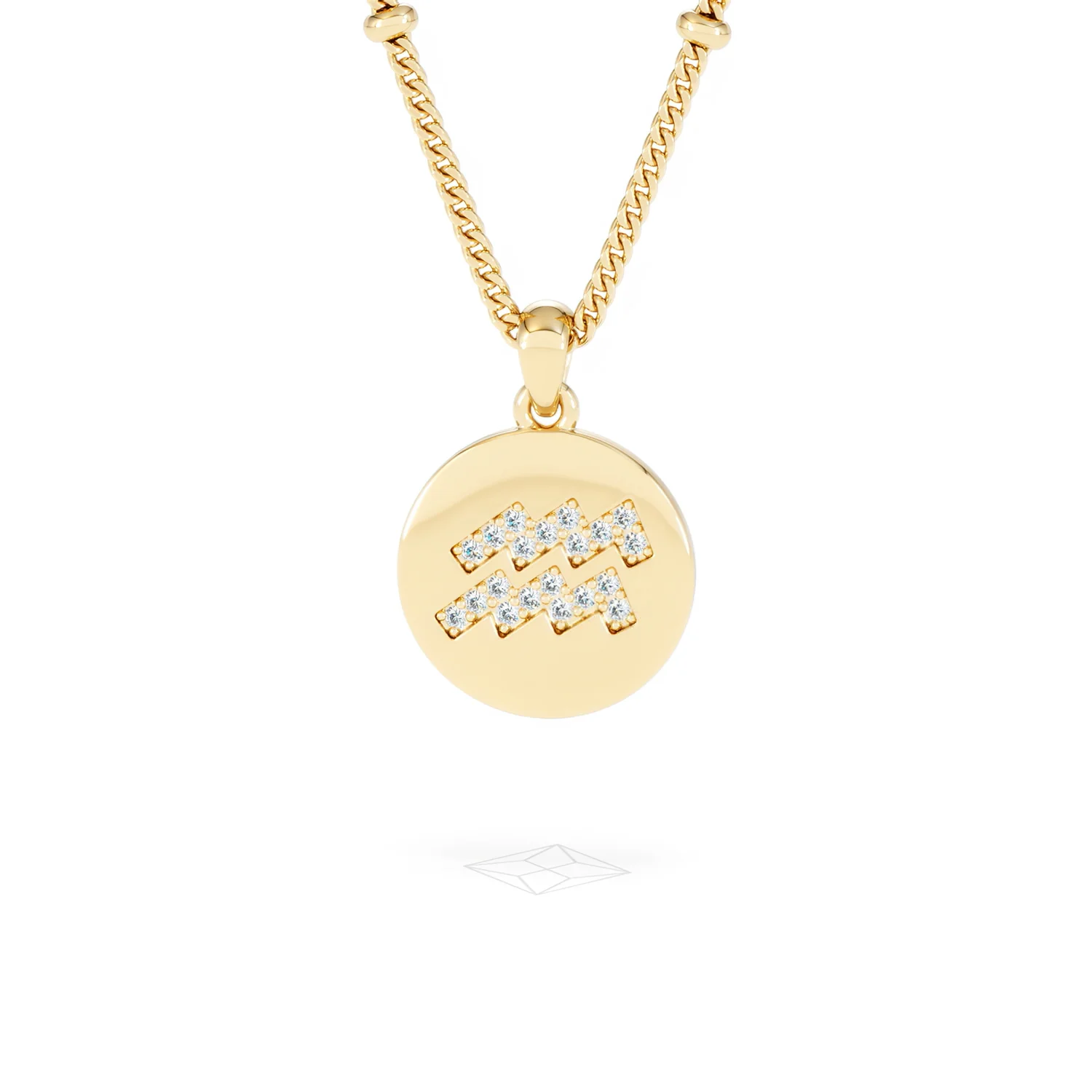 Astrology Aquarius 0.07ct Lab Grown Diamond Medallion Pendant Necklace in 18K Gold Vermeil - Image 87
