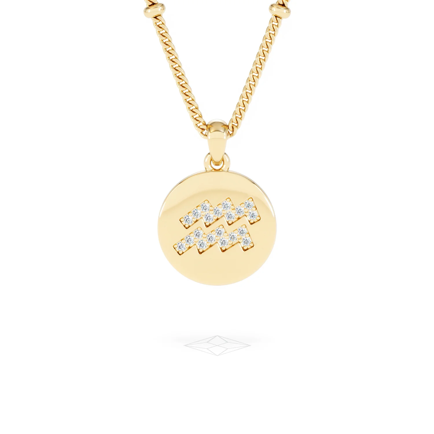 Astrology Aquarius 0.07ct Lab Grown Diamond Medallion Pendant Necklace in 18K Gold Vermeil - Image 9
