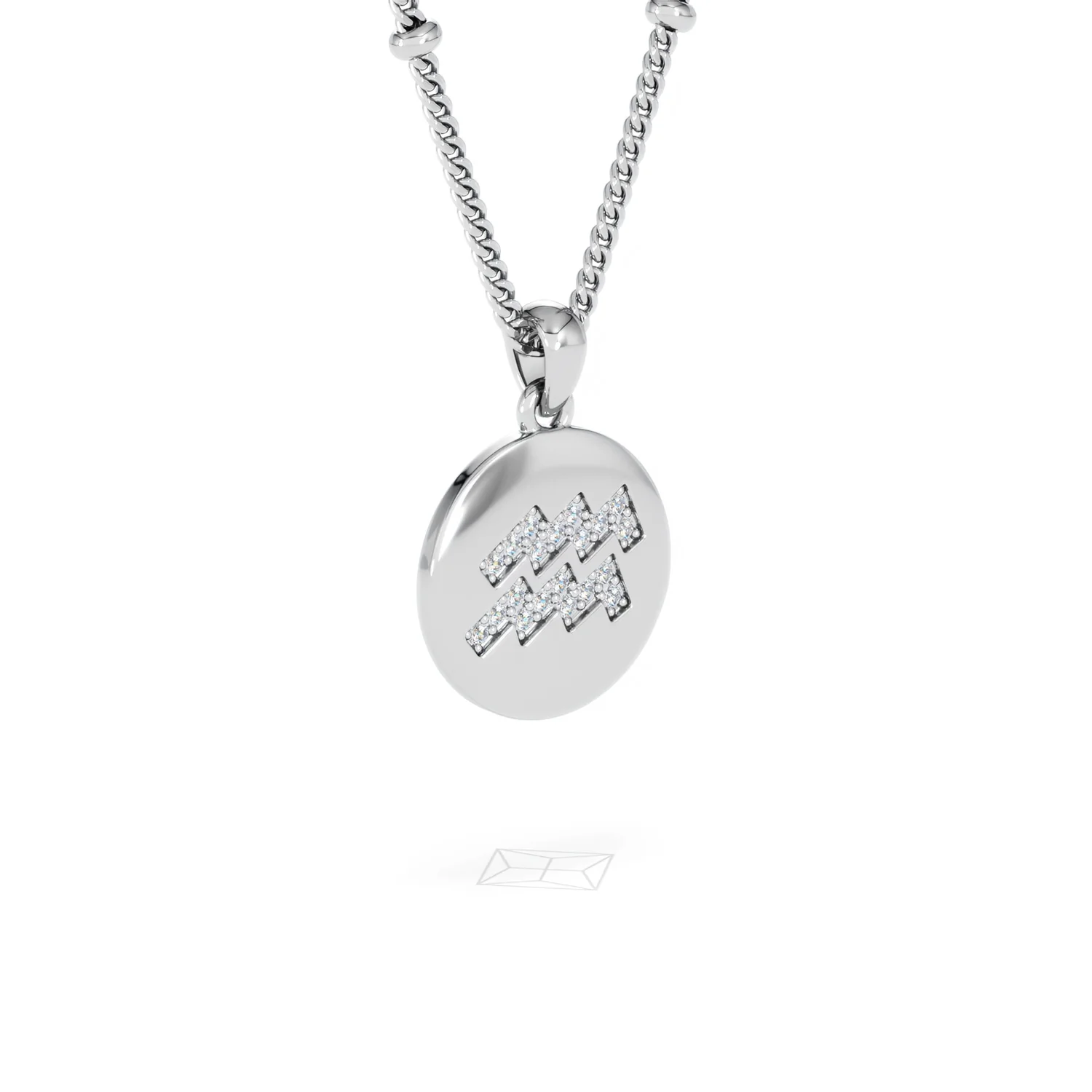 Astrology Aquarius 0.07ct Lab Grown Diamond Medallion Pendant Necklace in Sterling Silver - Image 17