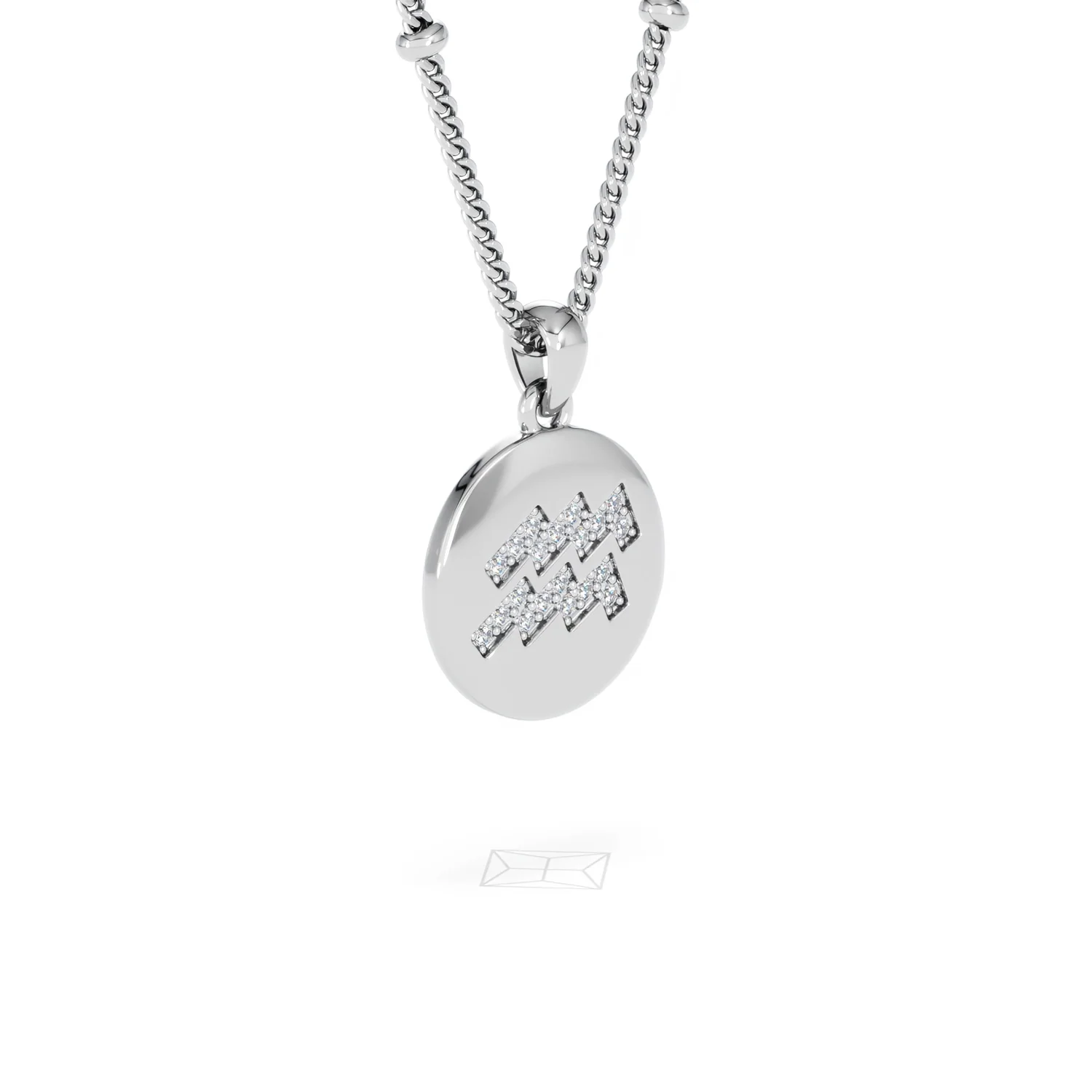 Astrology Aquarius 0.07ct Lab Grown Diamond Medallion Pendant Necklace in Sterling Silver - Image 18
