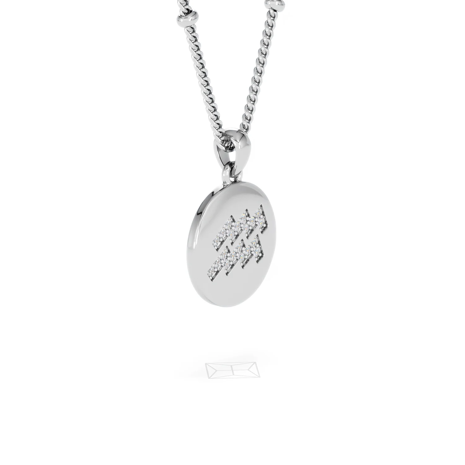 Astrology Aquarius 0.07ct Lab Grown Diamond Medallion Pendant Necklace in Sterling Silver - Image 20