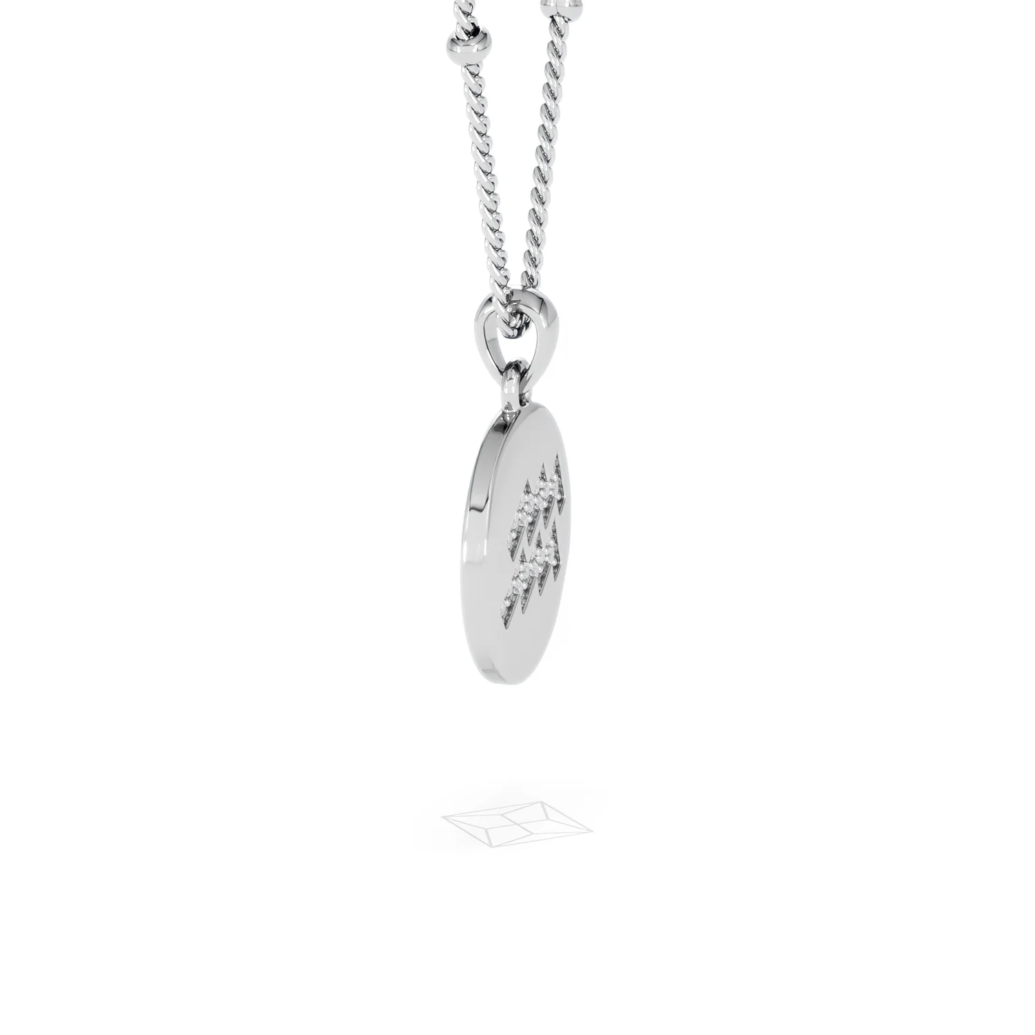 Astrology Aquarius 0.07ct Lab Grown Diamond Medallion Pendant Necklace in Sterling Silver - Image 25