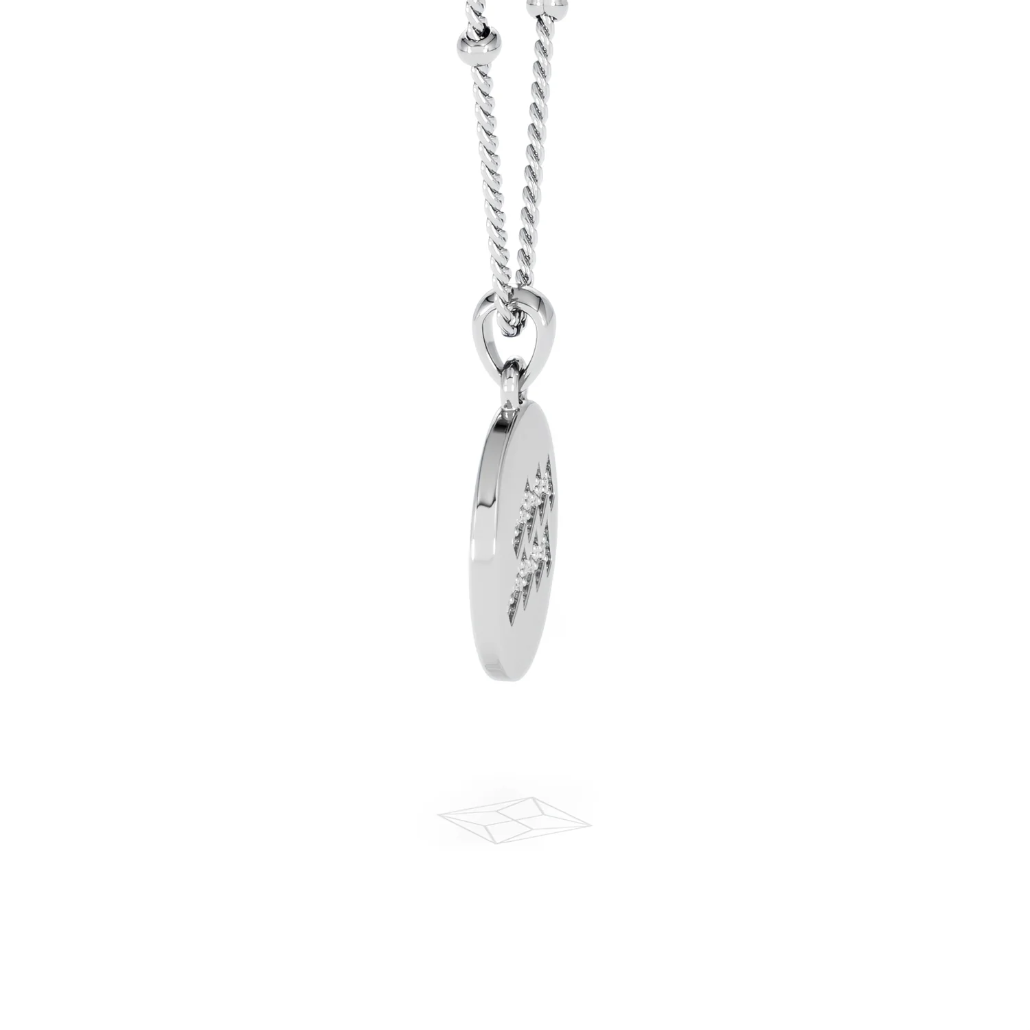 Astrology Aquarius 0.07ct Lab Grown Diamond Medallion Pendant Necklace in Sterling Silver - Image 26