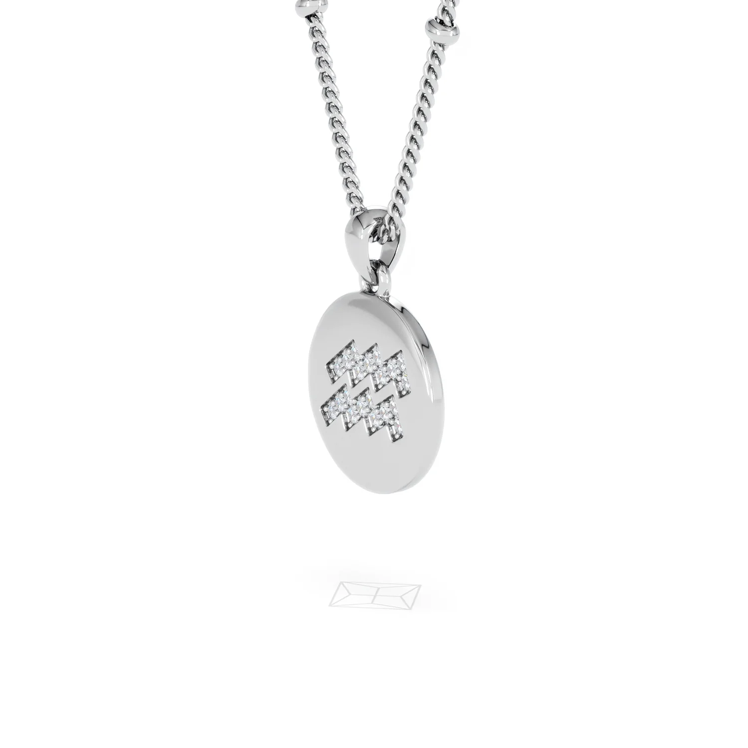 Astrology Aquarius 0.07ct Lab Grown Diamond Medallion Pendant Necklace in Sterling Silver - Image 77