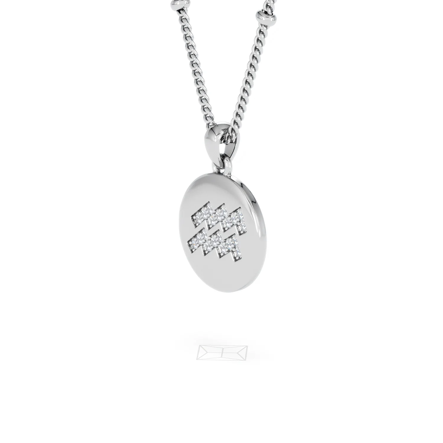 Astrology Aquarius 0.07ct Lab Grown Diamond Medallion Pendant Necklace in Sterling Silver - Image 78