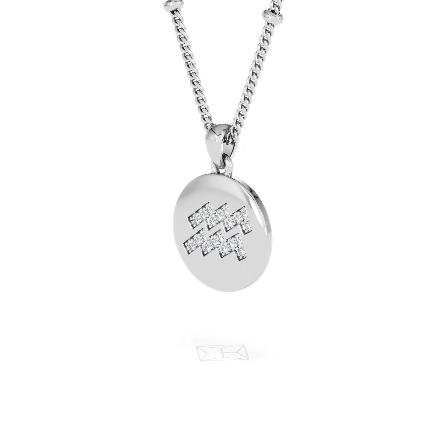 Astrology Aquarius 0.07ct Lab Grown Diamond Medallion Pendant Necklace in Sterling Silver - Image 80