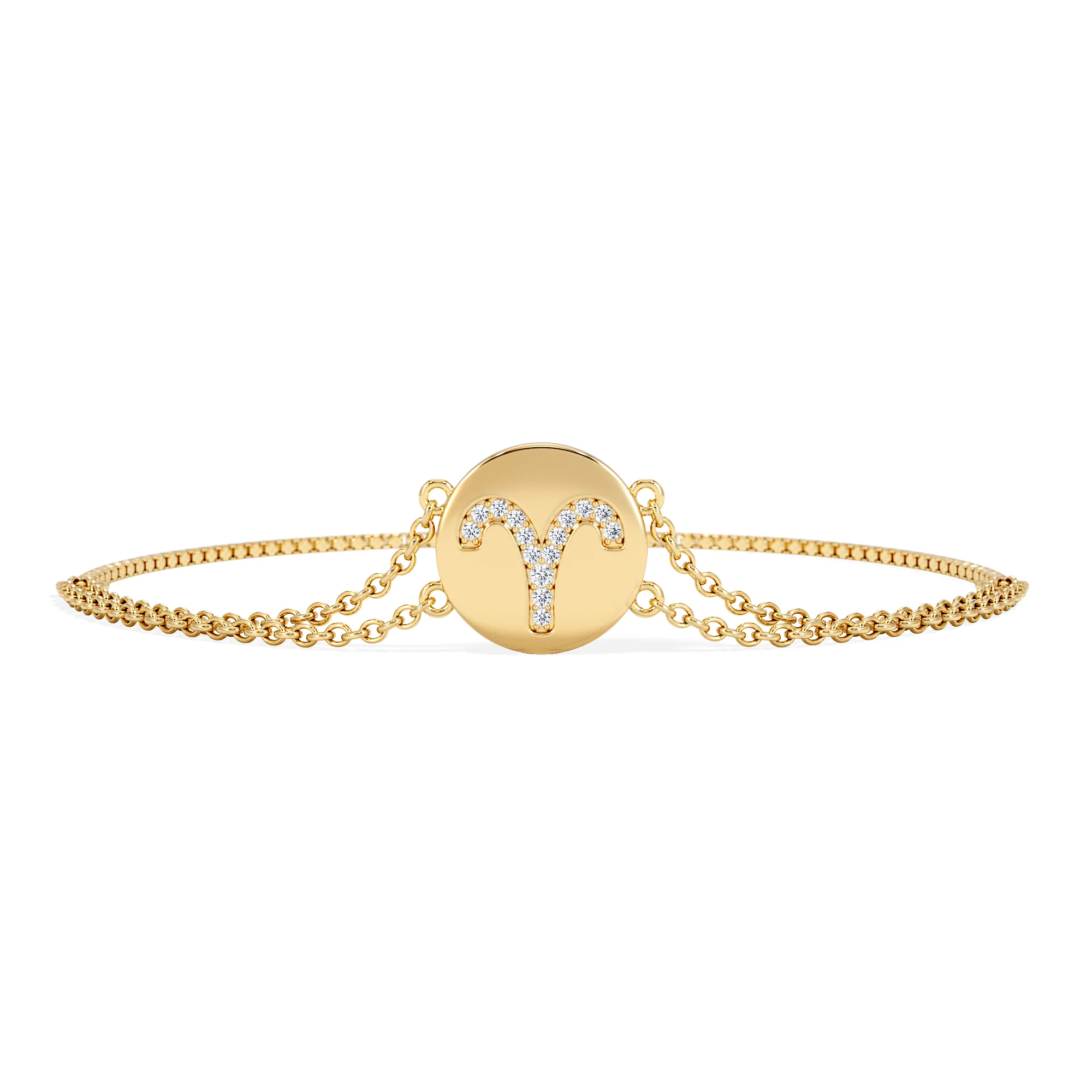 Astrology Aries 0.07ct Lab Grown Diamond Adjustable Medallion Bracelet 18K Gold Vermeil - Image 3