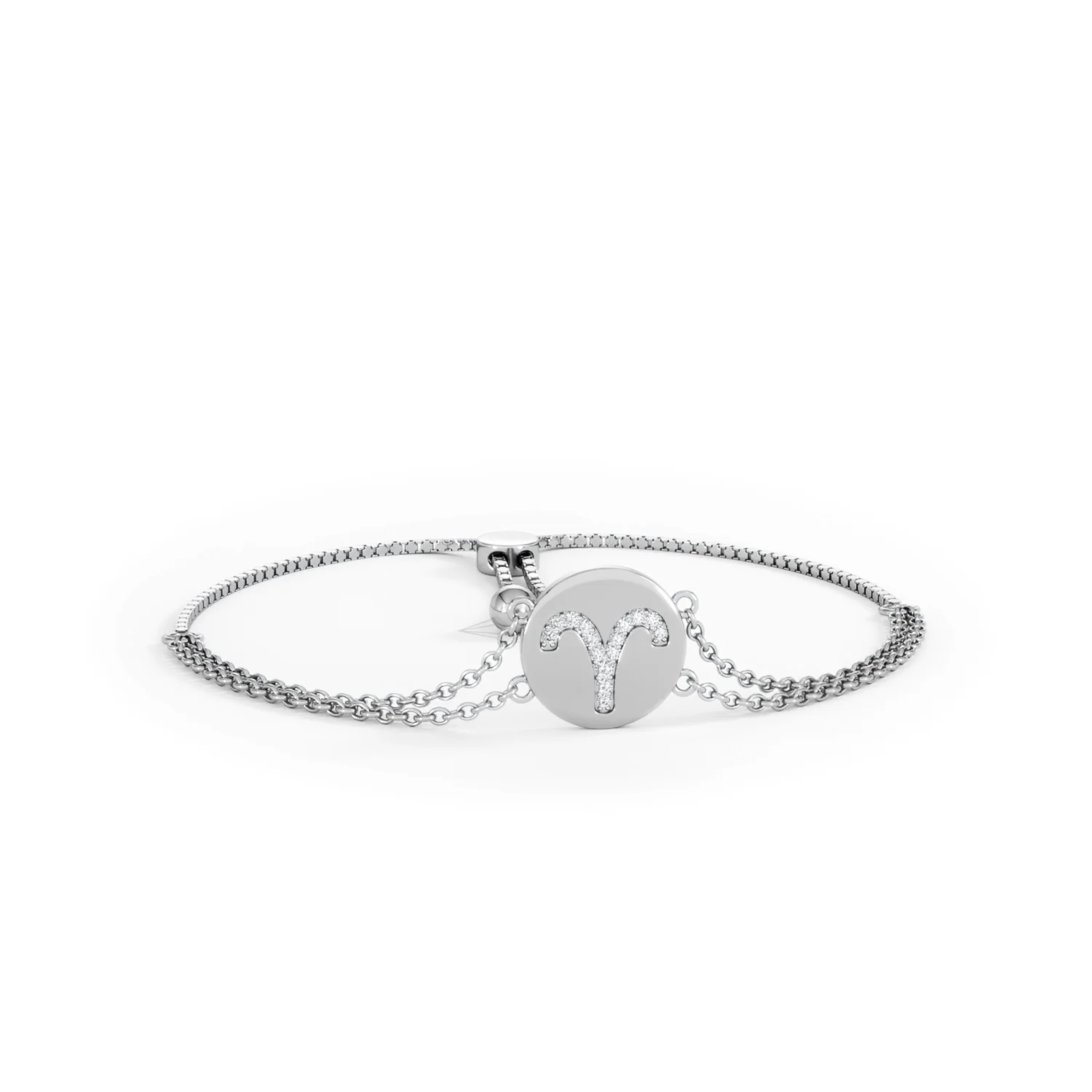 Astrology Aries 0.07ct Lab Grown Diamond Adjustable Medallion Bracelet Sterling Silver - Image 11