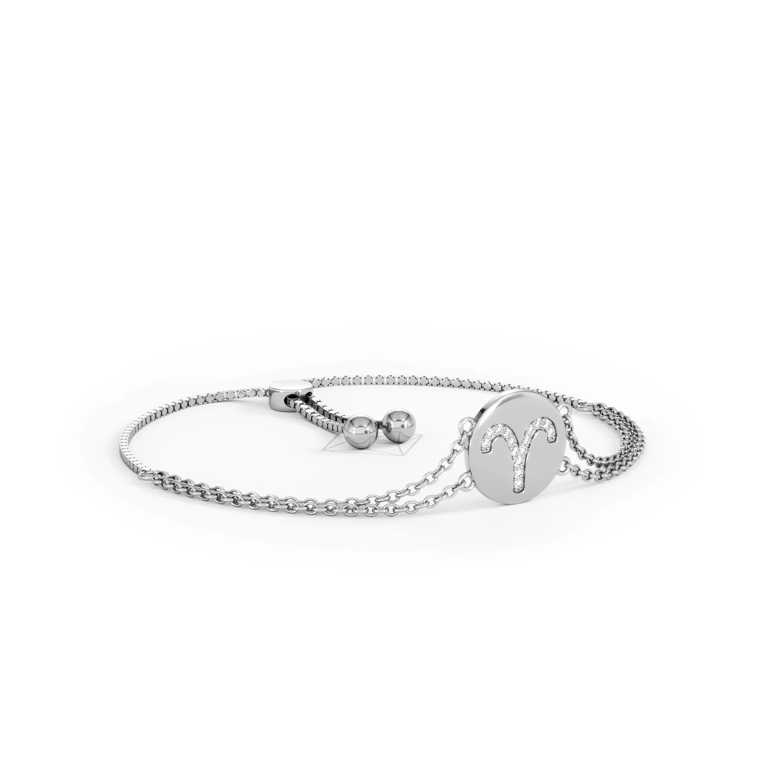 Astrology Aries 0.07ct Lab Grown Diamond Adjustable Medallion Bracelet Sterling Silver - Image 16