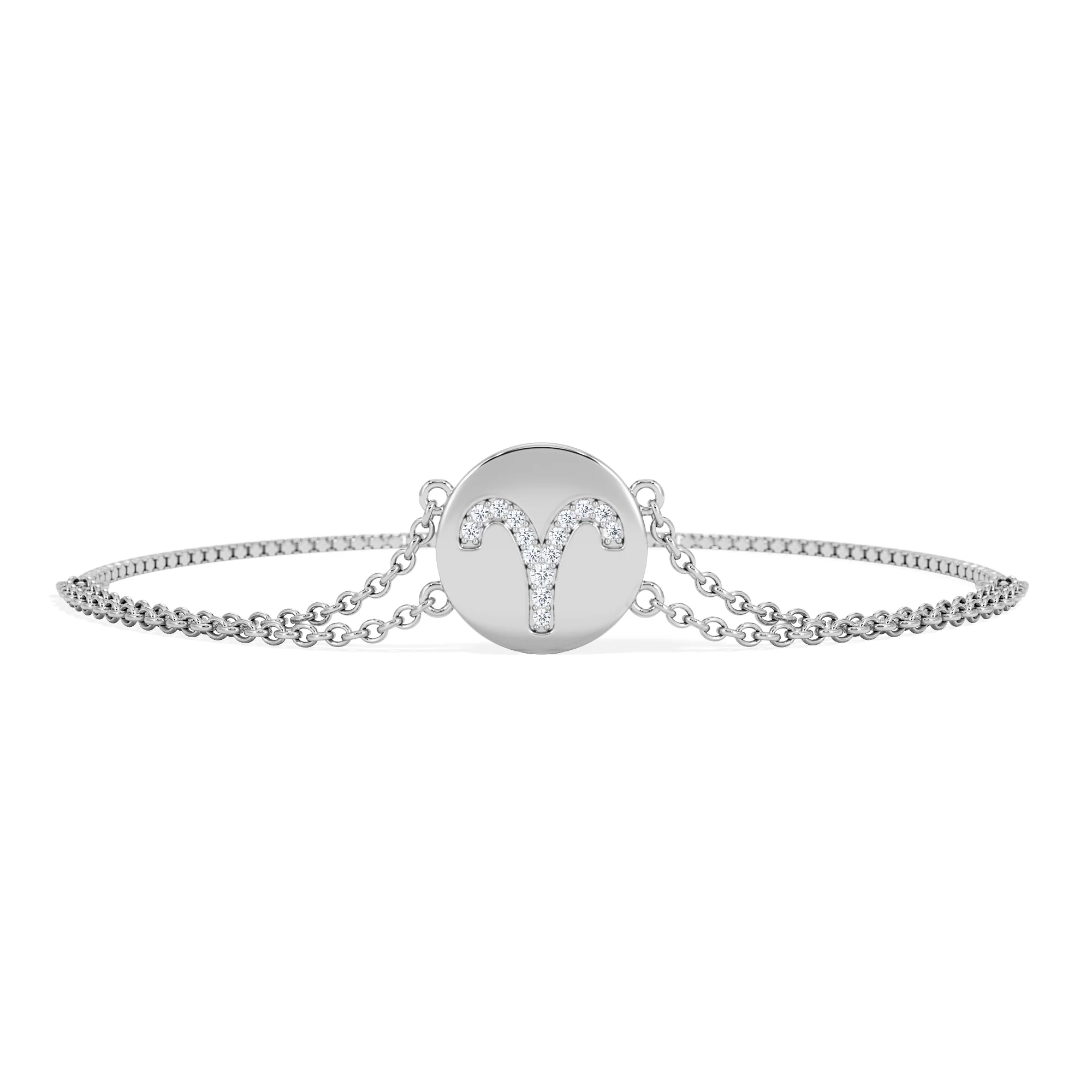 Astrology Aries 0.07ct Lab Grown Diamond Adjustable Medallion Bracelet Sterling Silver - Image 3