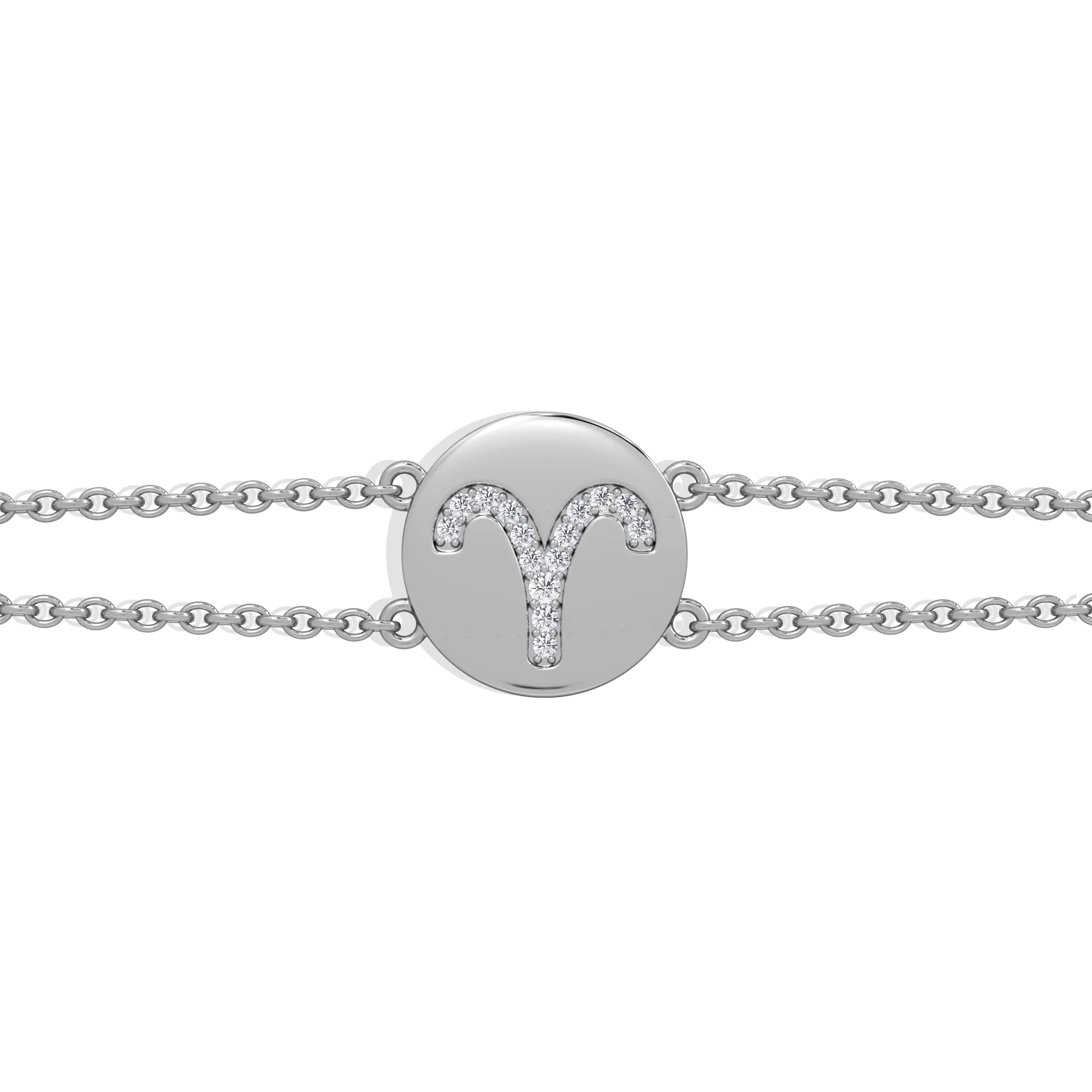 Astrology Aries 0.07ct Lab Grown Diamond Adjustable Medallion Bracelet Sterling Silver - Image 5