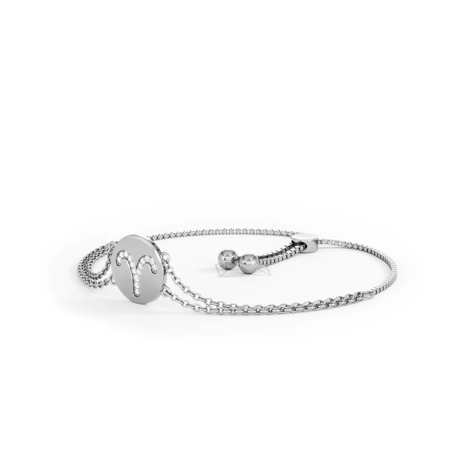Astrology Aries 0.07ct Lab Grown Diamond Adjustable Medallion Bracelet Sterling Silver - Image 80