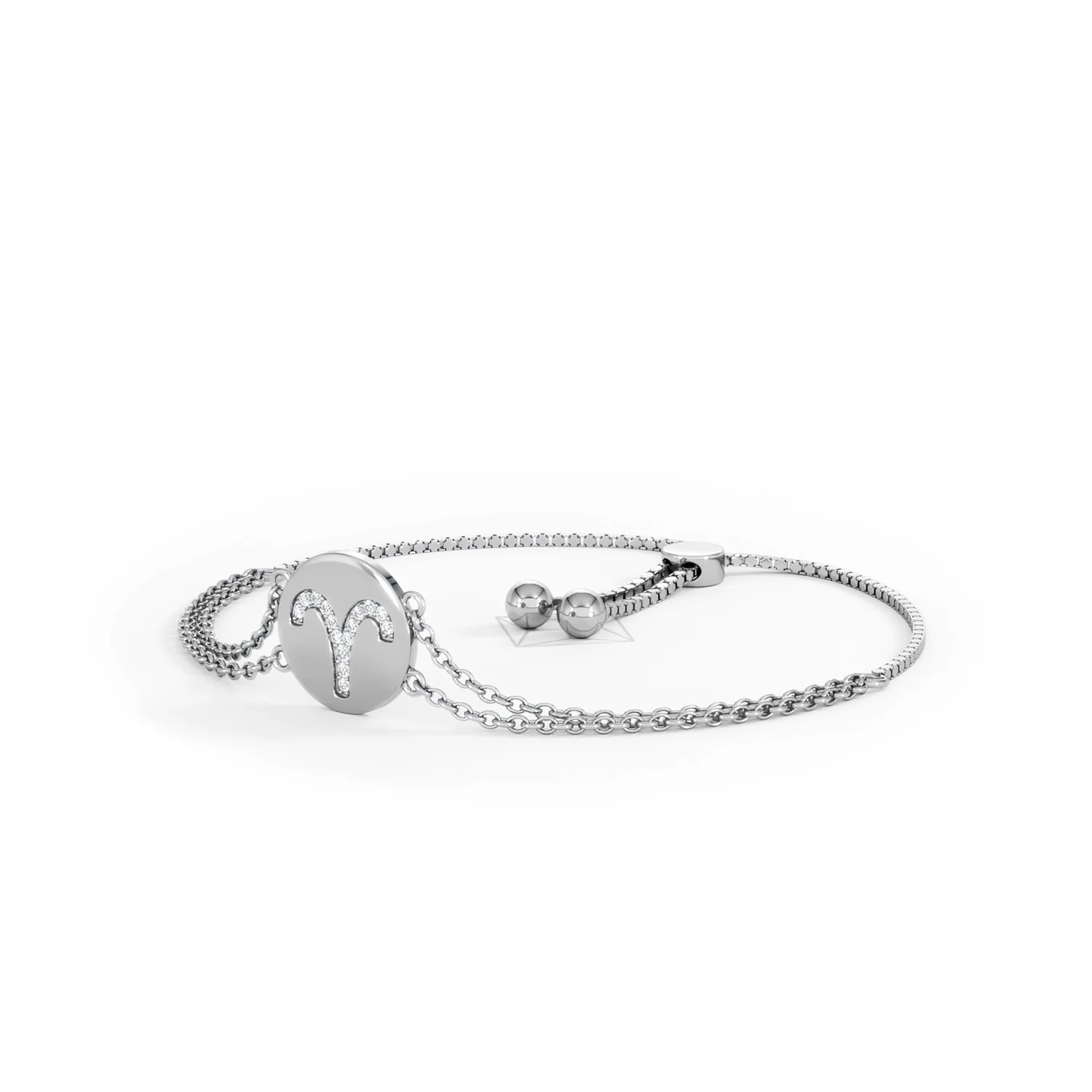 Astrology Aries 0.07ct Lab Grown Diamond Adjustable Medallion Bracelet Sterling Silver - Image 81