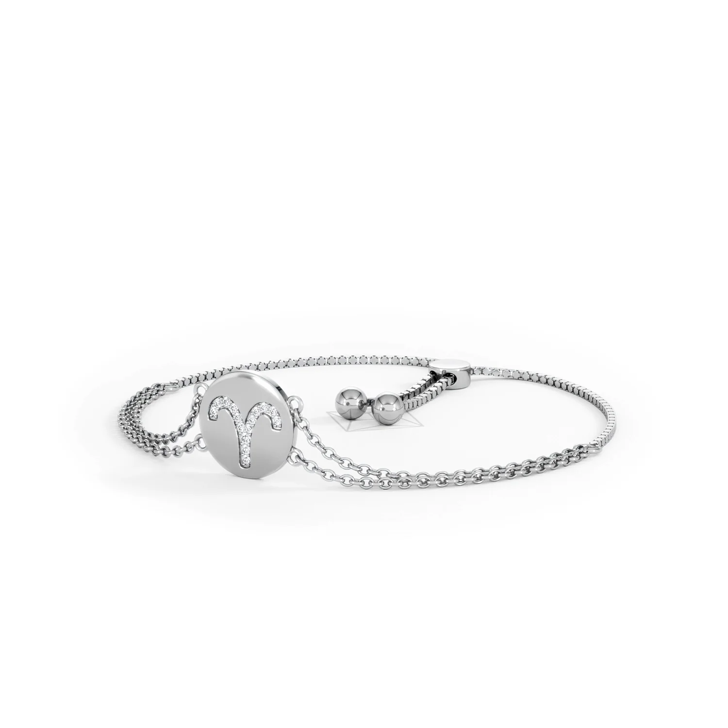 Astrology Aries 0.07ct Lab Grown Diamond Adjustable Medallion Bracelet Sterling Silver - Image 82